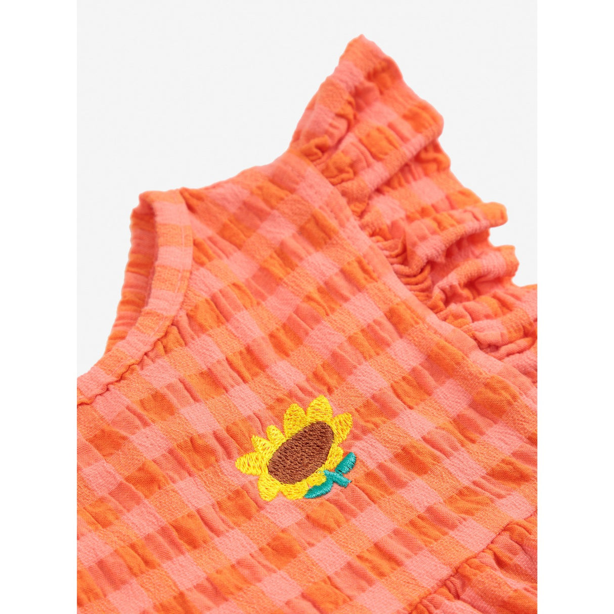 Bobo Choses Coral Pink Vichy Woven Dress