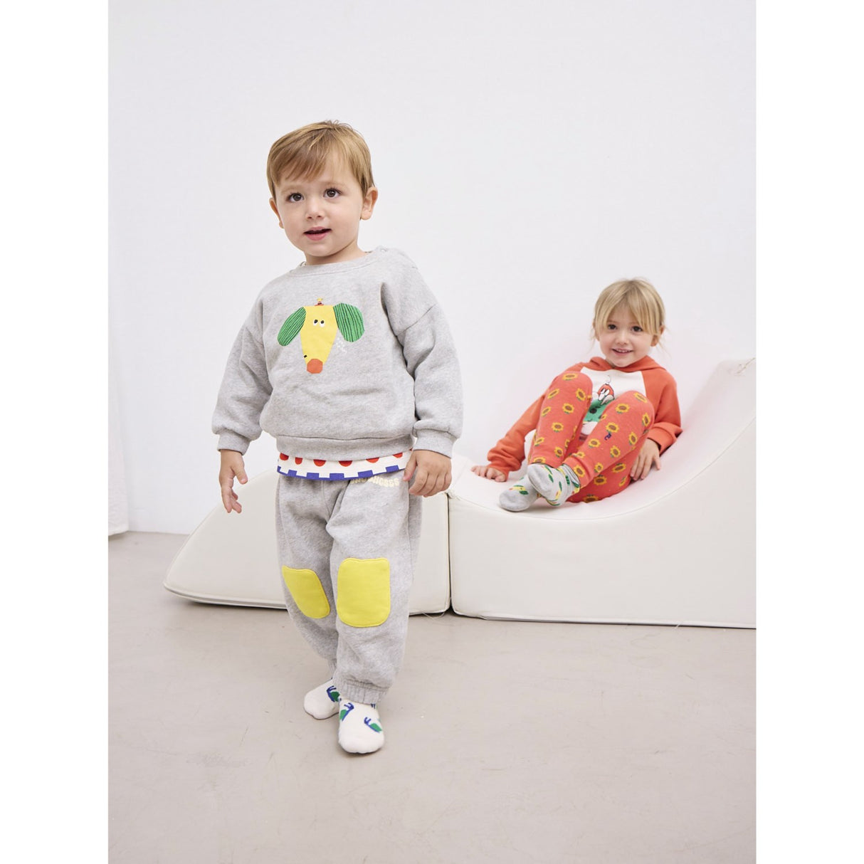 Bobo Choses Heather Grey Knee Patches Jogging Pants