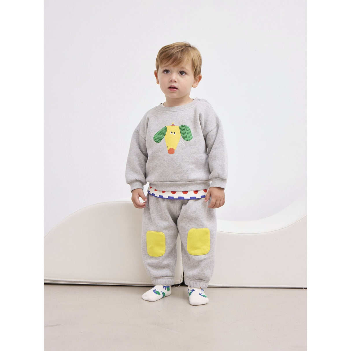 Bobo Choses Heather Grey Knee Patches Jogging Pants