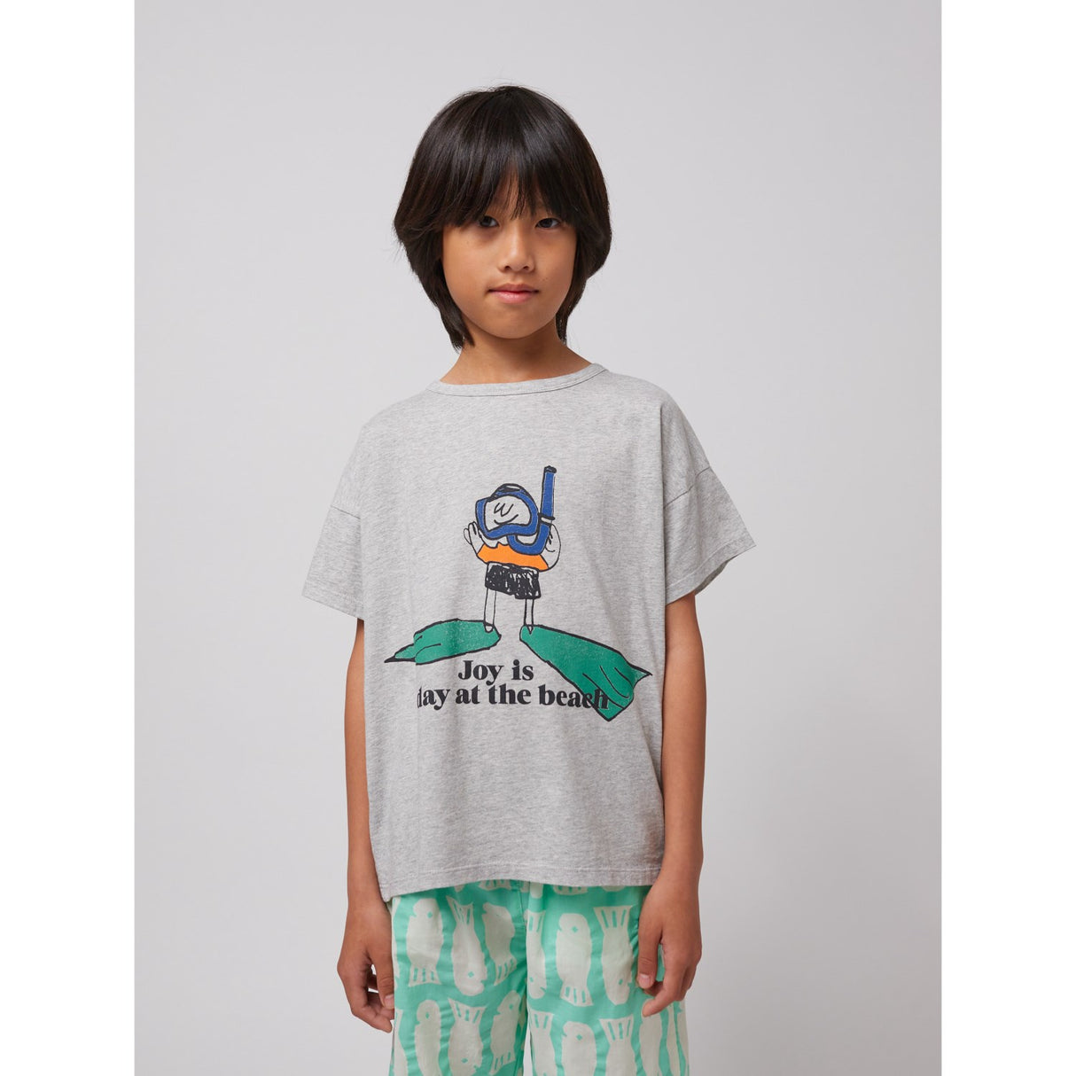Bobo Choses Heather Grey A Day At The Beach T-Shirt