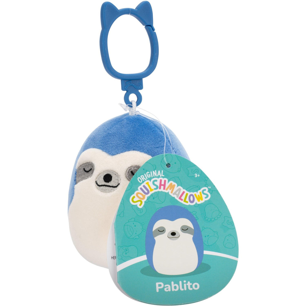 Squishmallows 9 Cm P22 Clip-on Pablito Blue Sloth