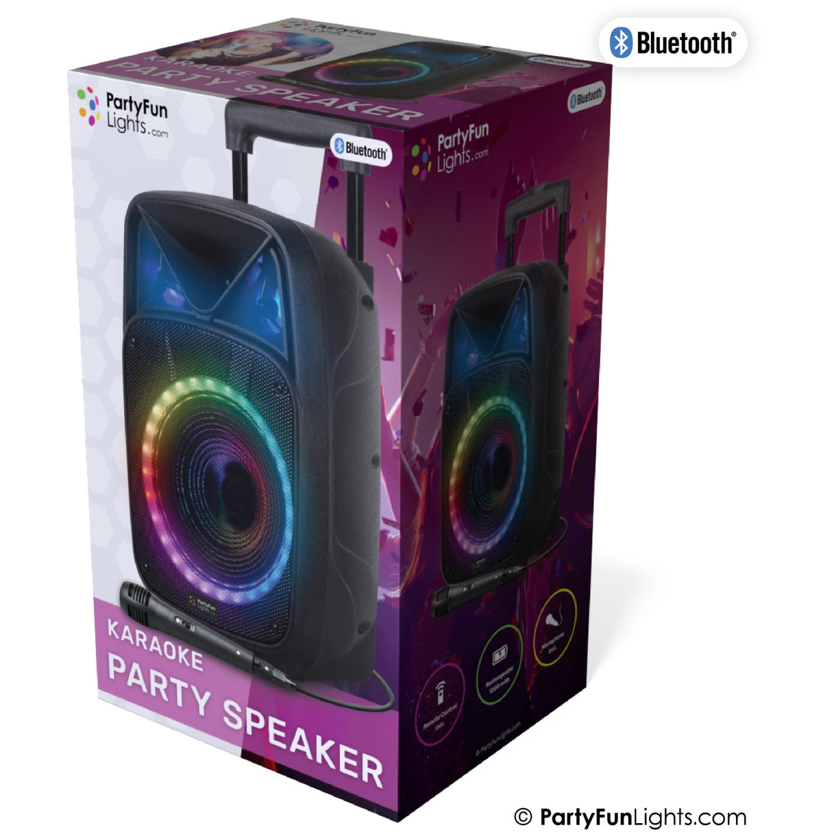 Party Funlight Karaoke Party Speaker with Handle & Wheels