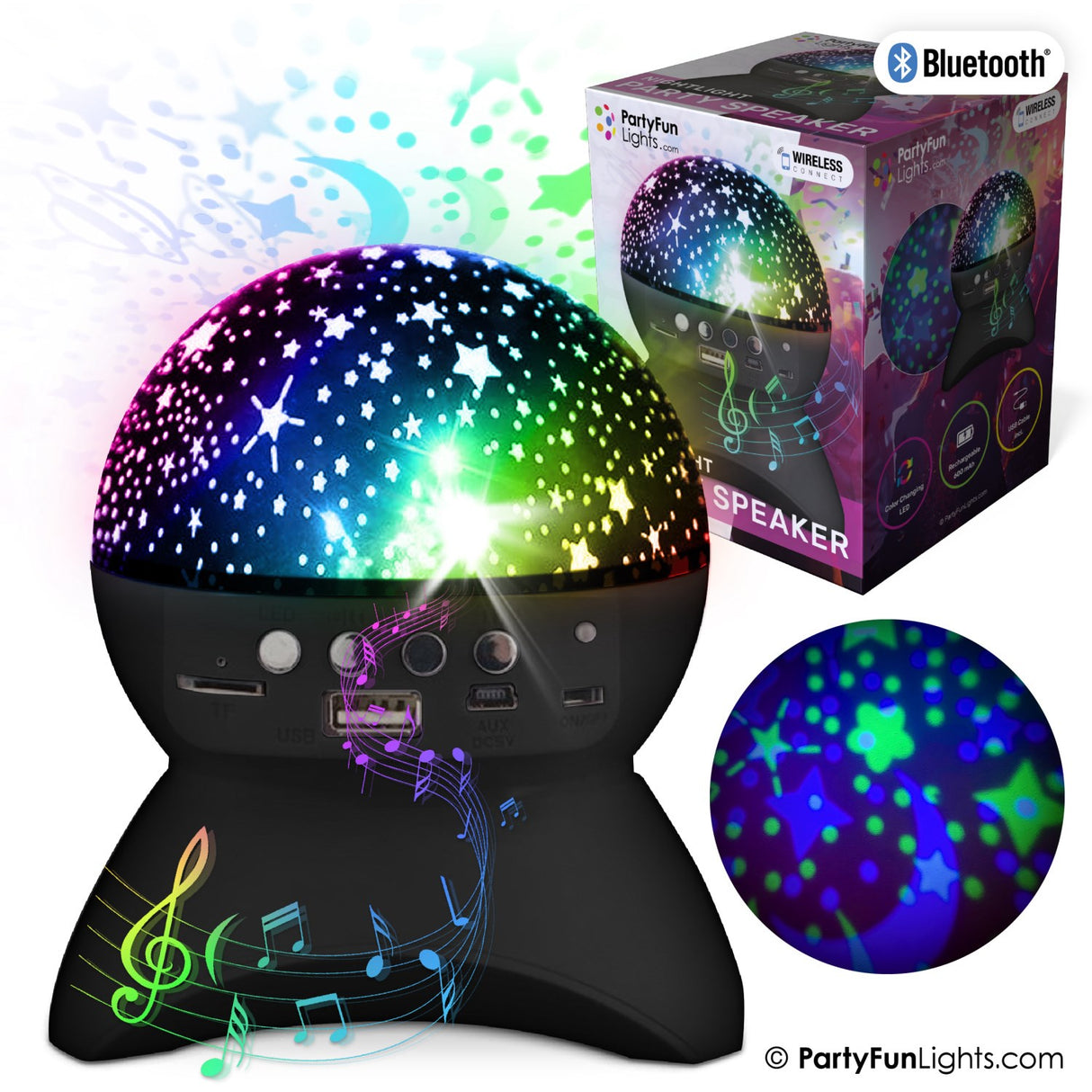 Party Funlight Starry Sky Bluetooth Speaker - Black