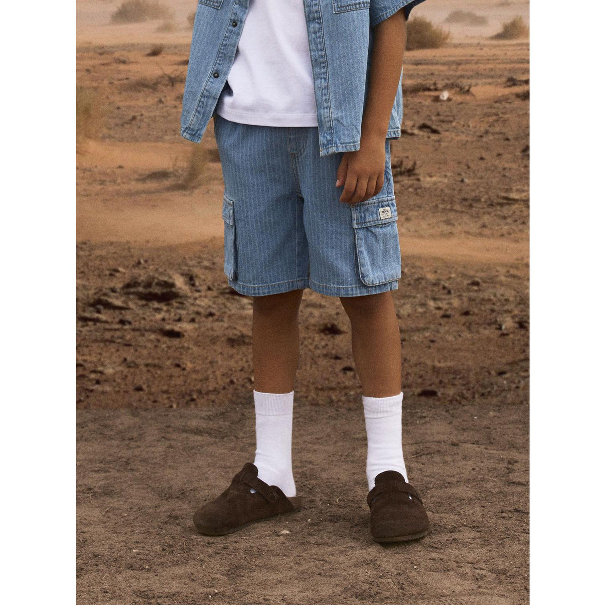 Name It Light Blue Denim Stripes Ryan Cargo Denim Shorts