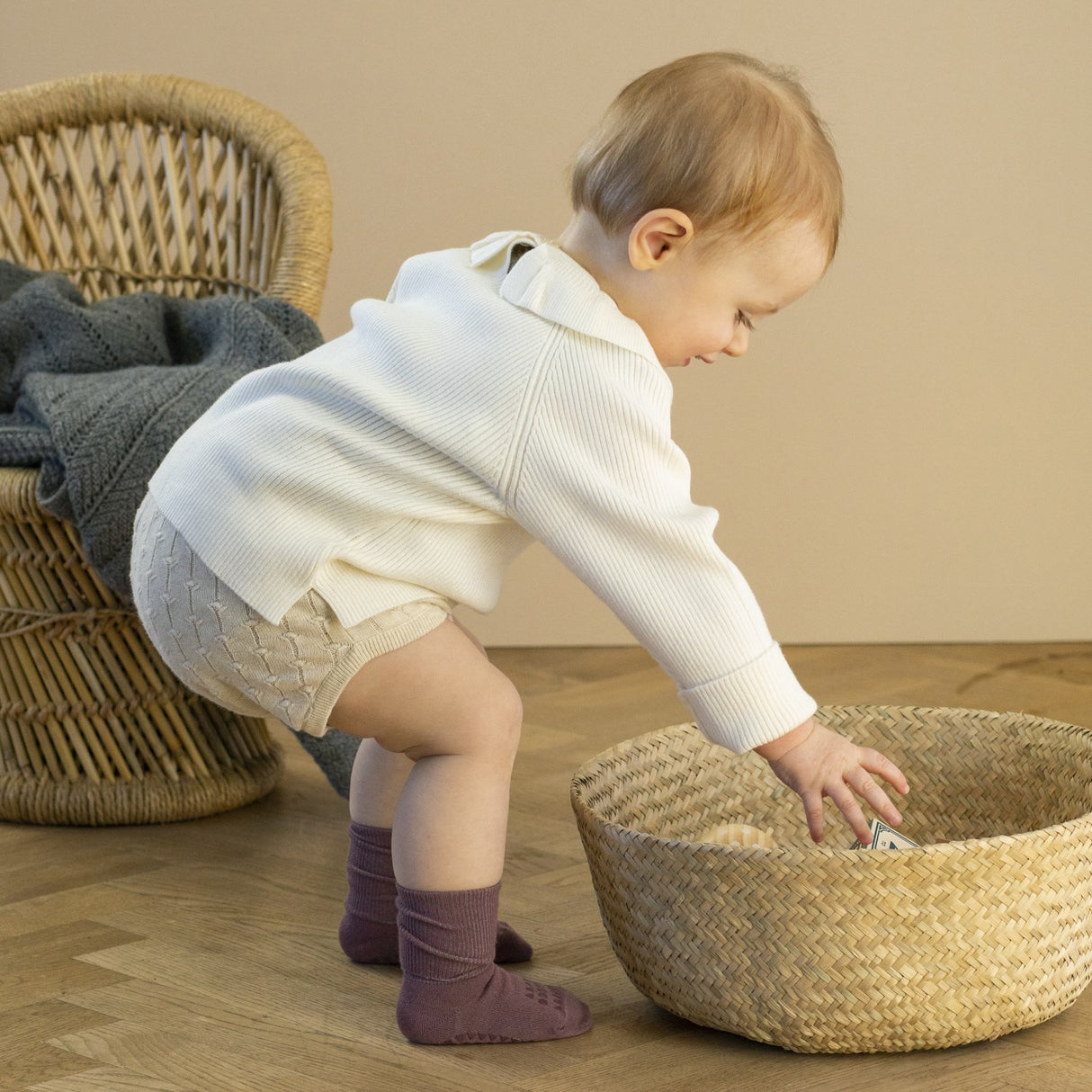 Gobabygo Misty Plum Non-Slip Socks Bamboo