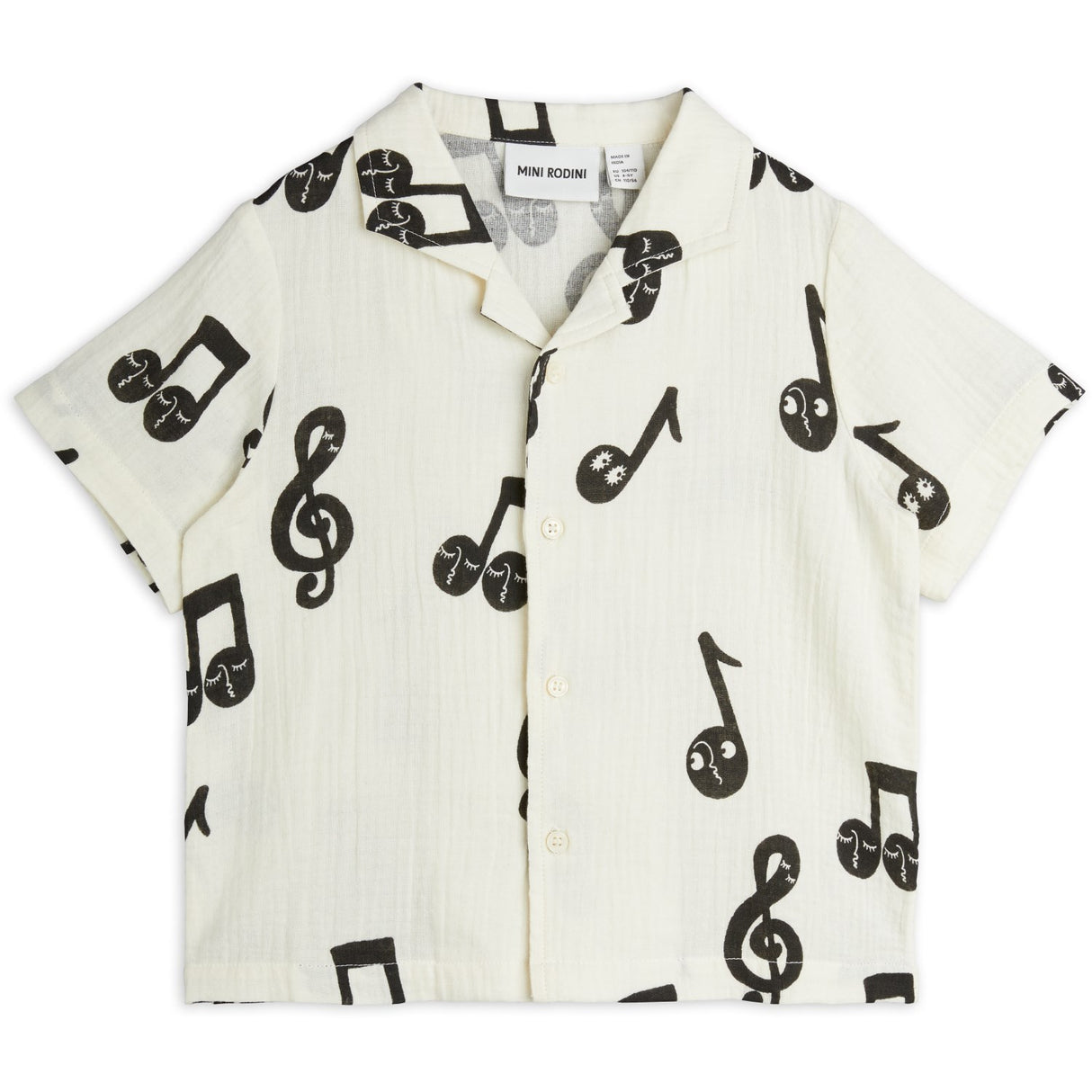Mini Rodini White Note AOP Muslin Shirt
