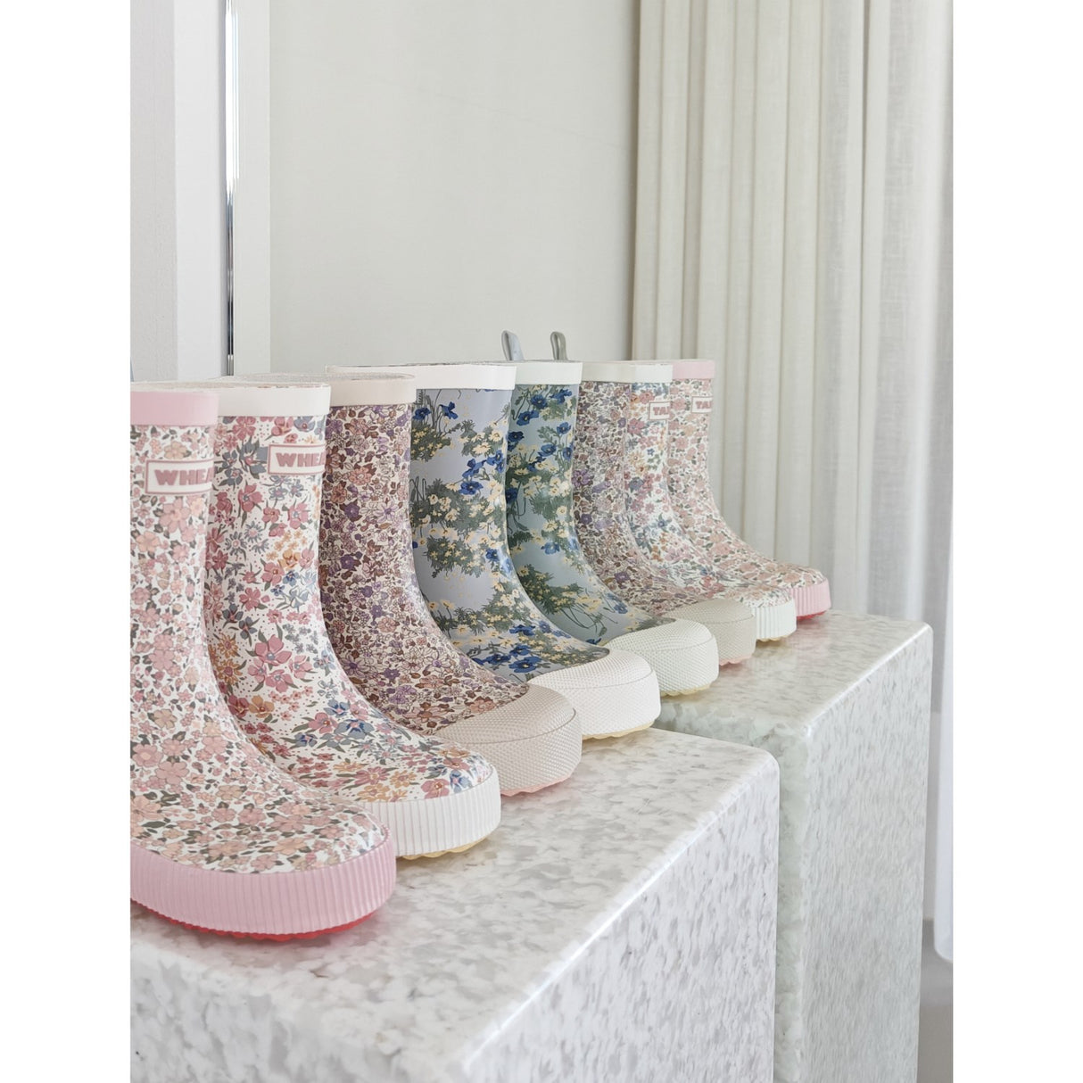 Wheat Bright Flowers Rubber Boot Welly