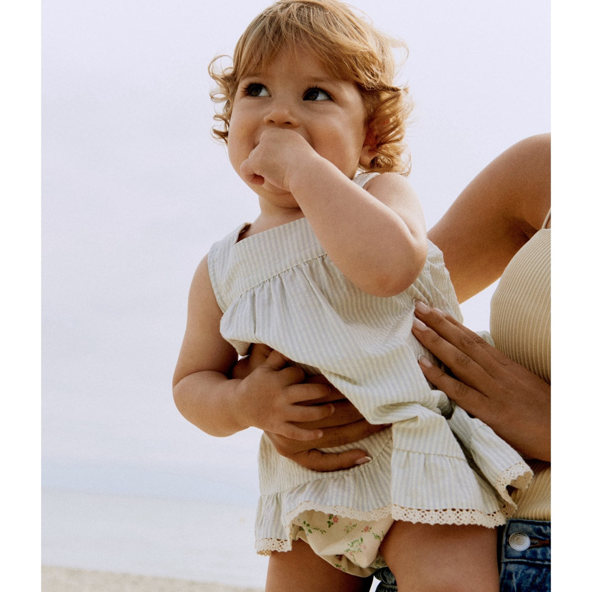 Wheat Summer Blue Stripe Dress Ruffle Ayla