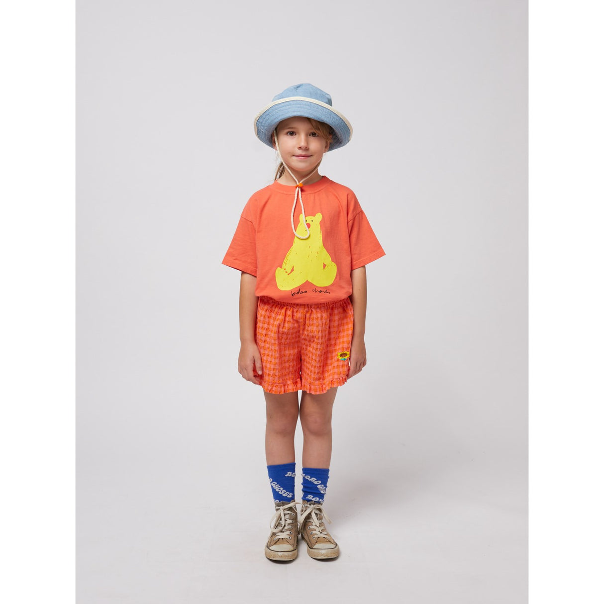 Bobo Choses Fuchsia Vichy Ruffle Woven Shorts