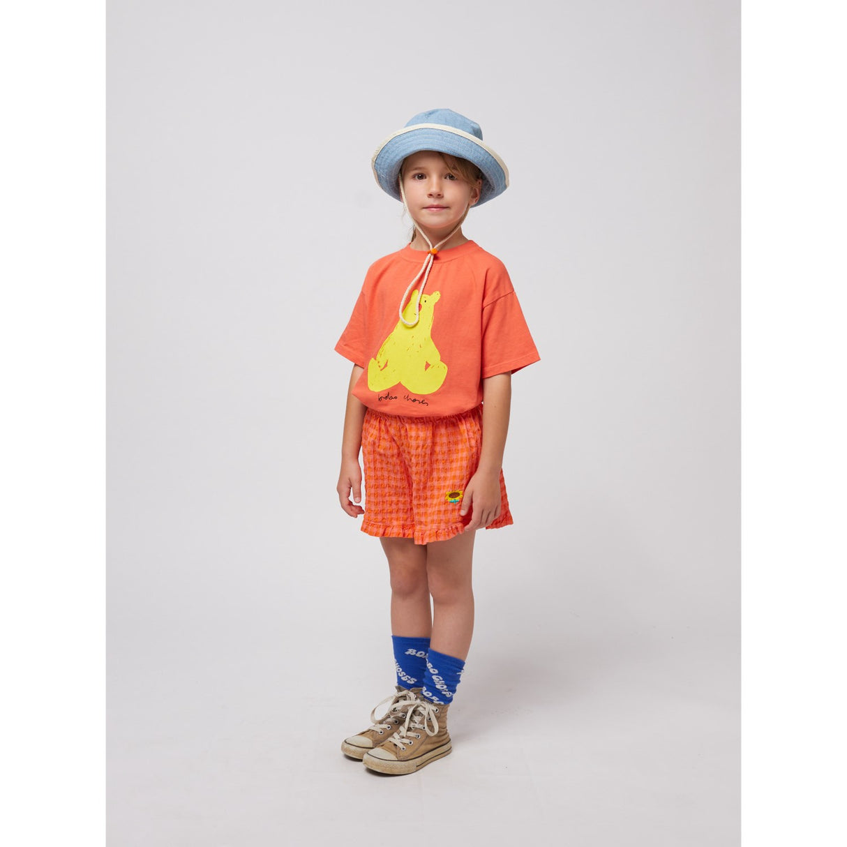 Bobo Choses Fuchsia Vichy Ruffle Woven Shorts