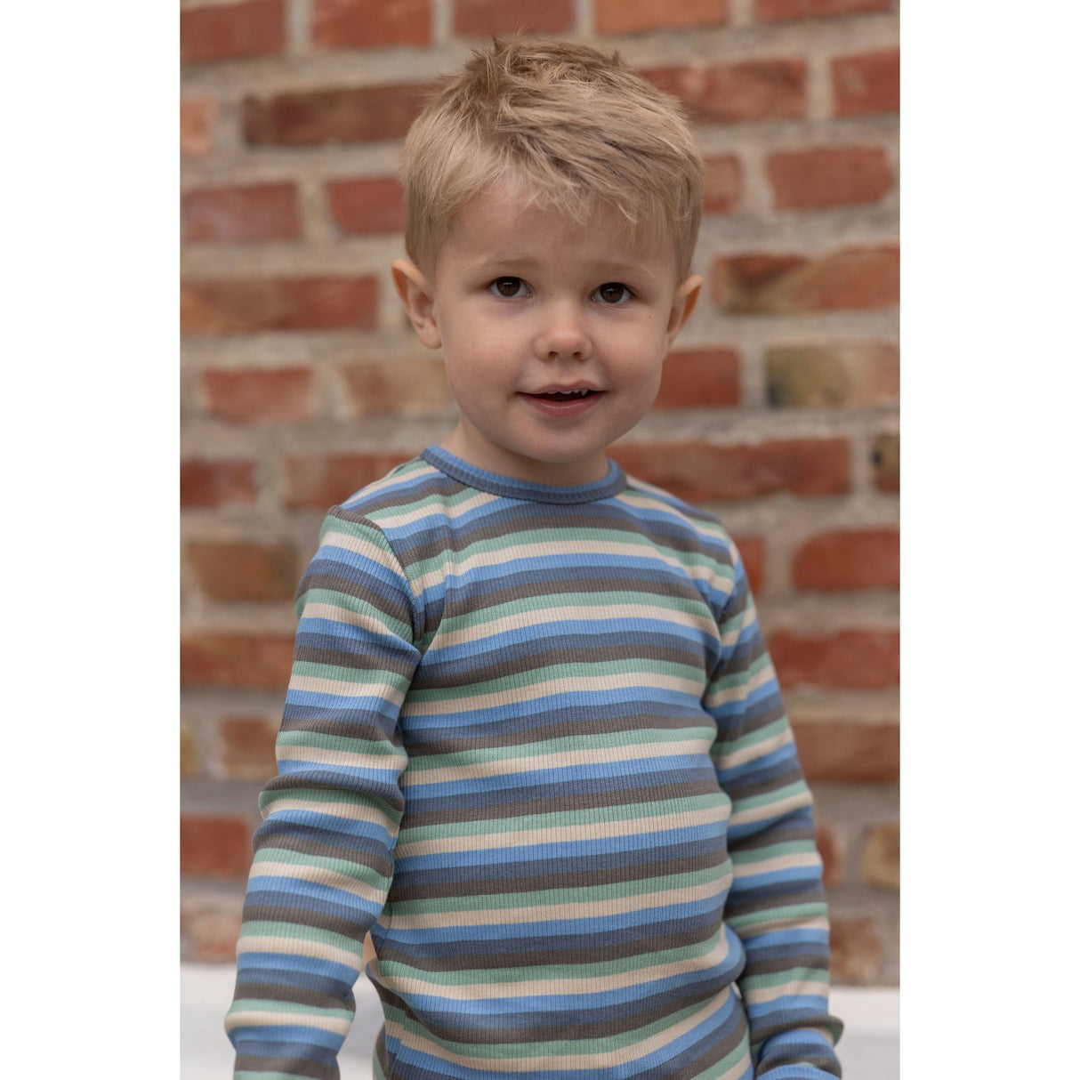 Petit Piao Allure Blue Multi Stripe Blouse Modal Multi Striped