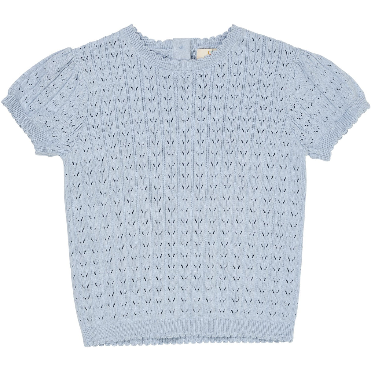 COPENHAGEN COLORS Dusty Blue Knitted Pointelle Blouse