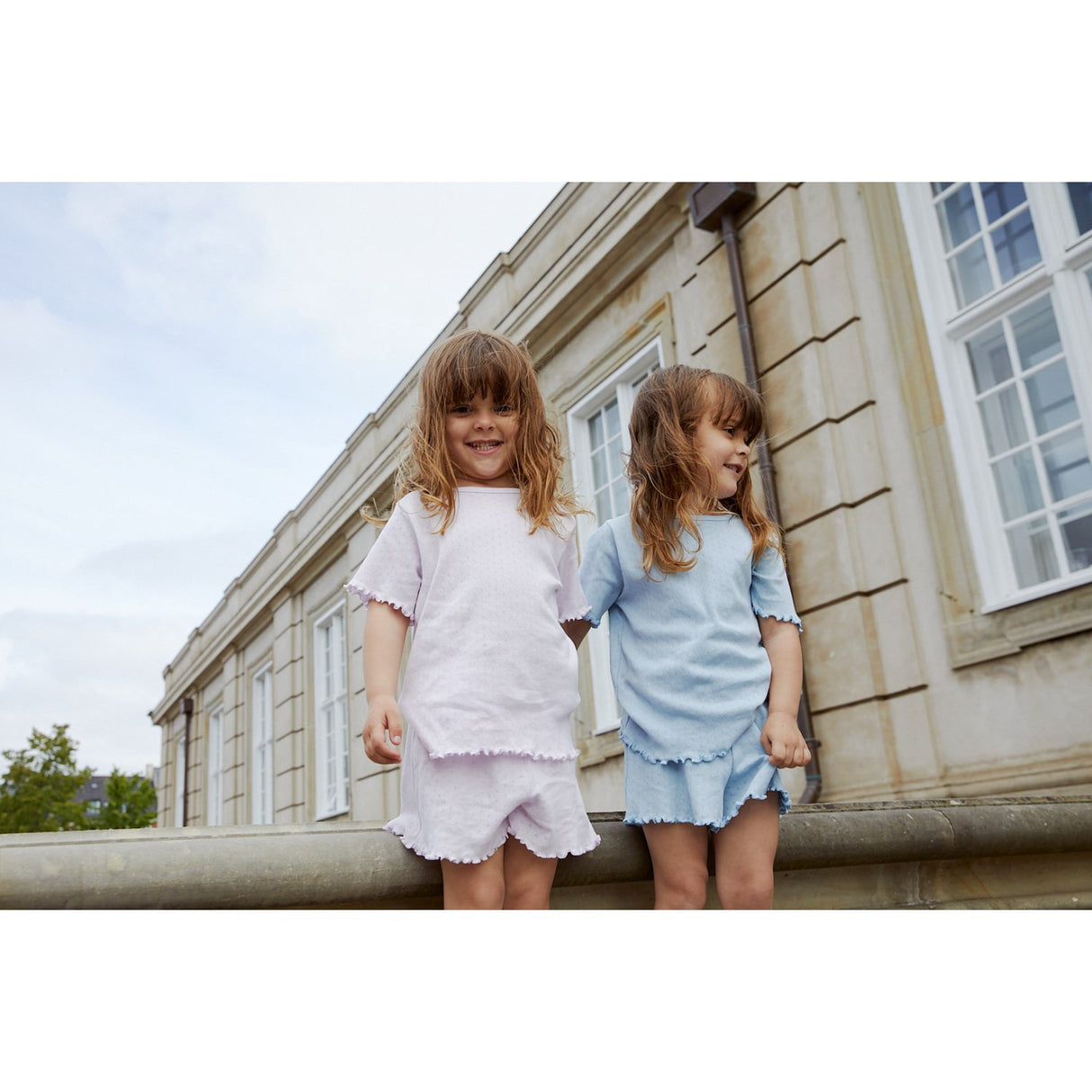 COPENHAGEN COLORS Dusty Blue Summer Pointelle T-Shirt Ss