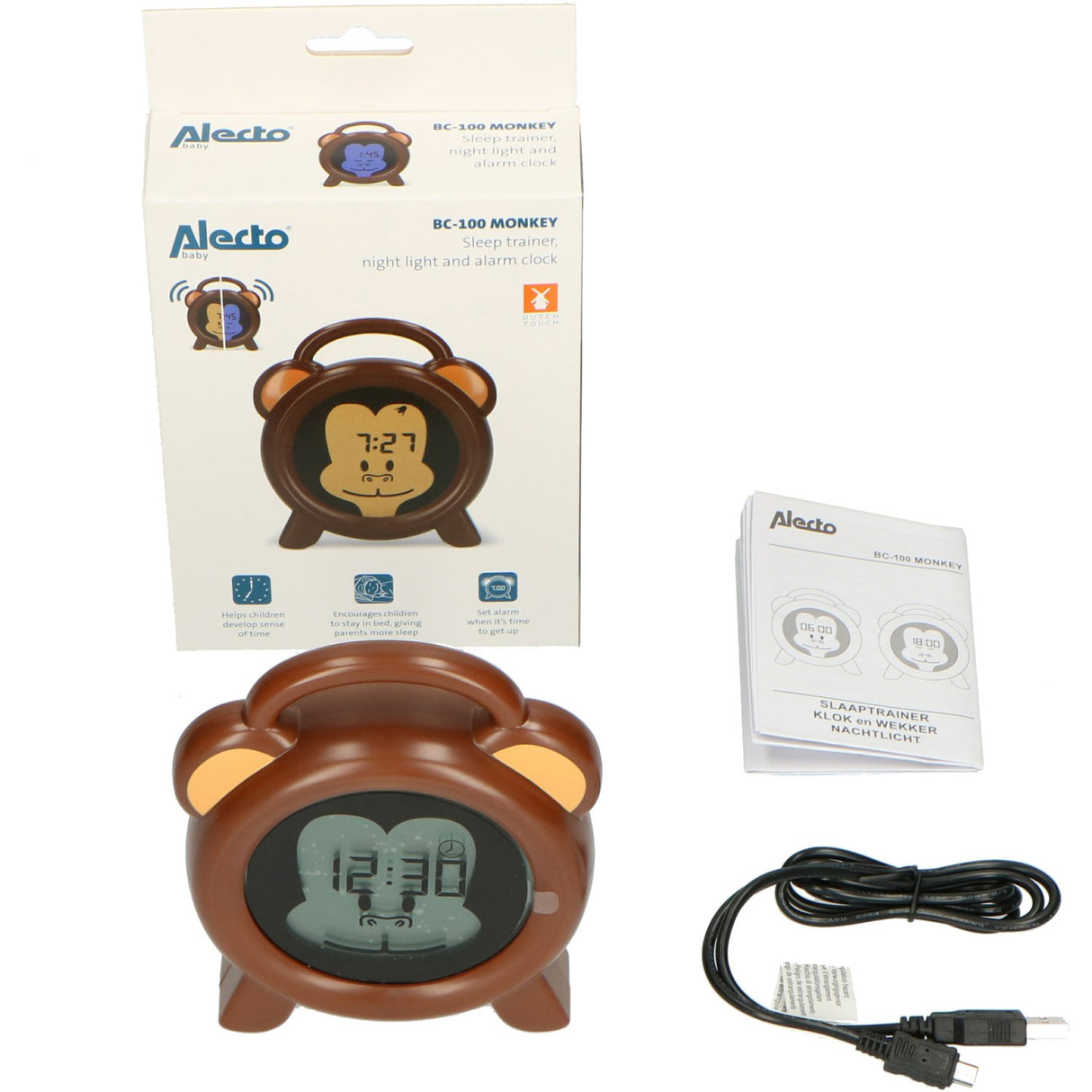 Alecto Monkey Sleep Trainer, Night Light And Alarm Clock