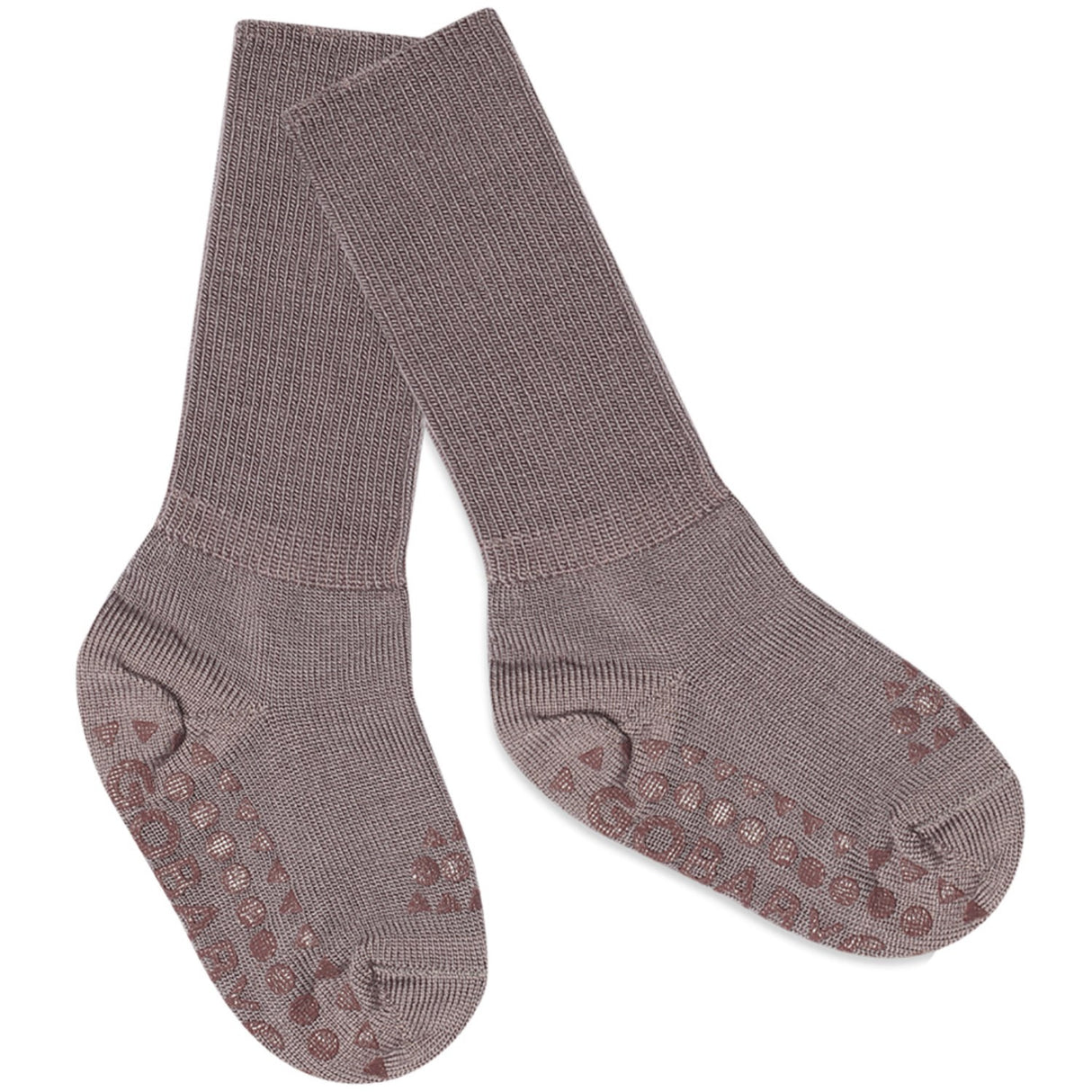 Gobabygo Dark Purple Dove Non-Slip Socks In Merino Wool