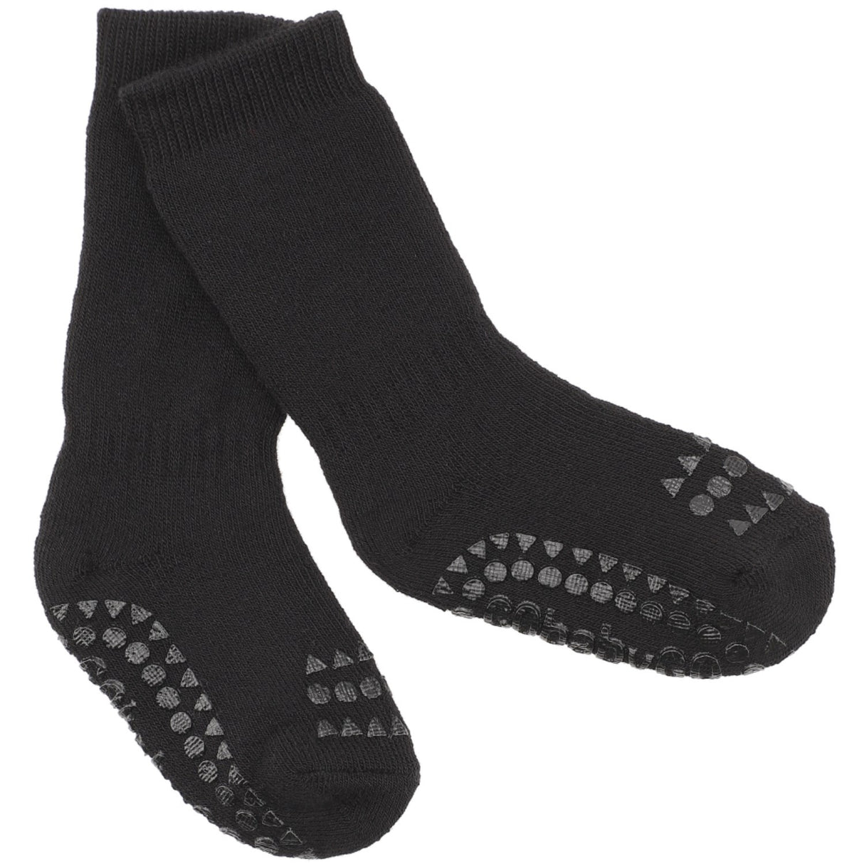 Gobabygo Black Non-Slip Socks Organic Terry Cotton