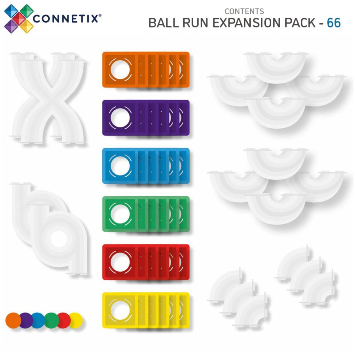 Connetix Rainbow Ball Run Expansion Pack 66 Pieces