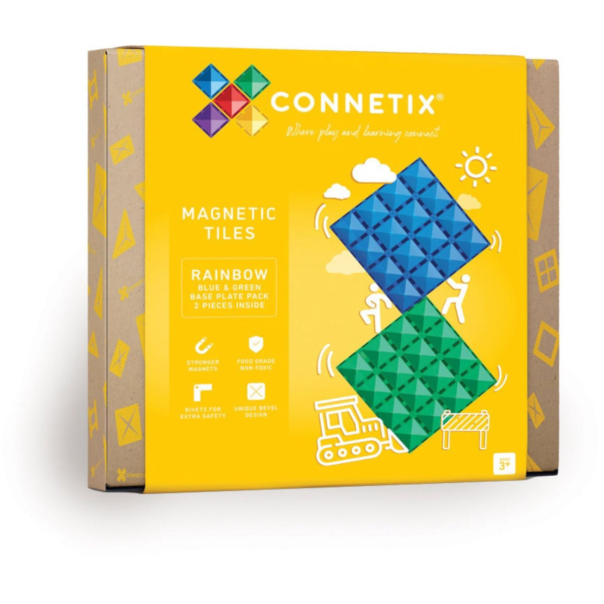Connetix Rainbow Blue & Green Base Plate Pack 2 Pieces
