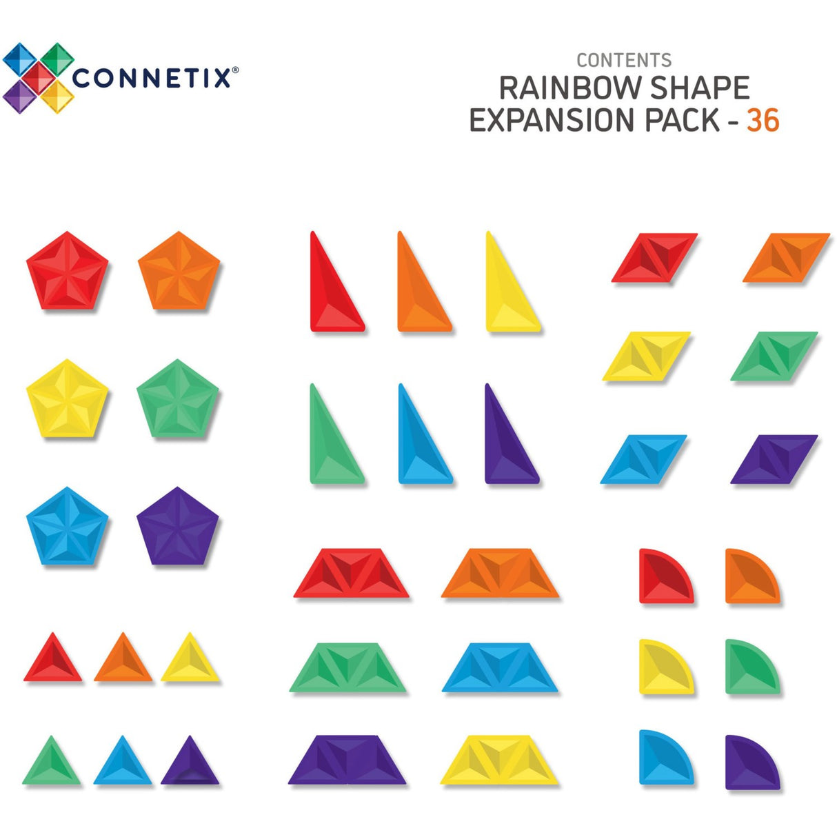 Connetix Rainbow Shape Expansion Pack 36 Pieces