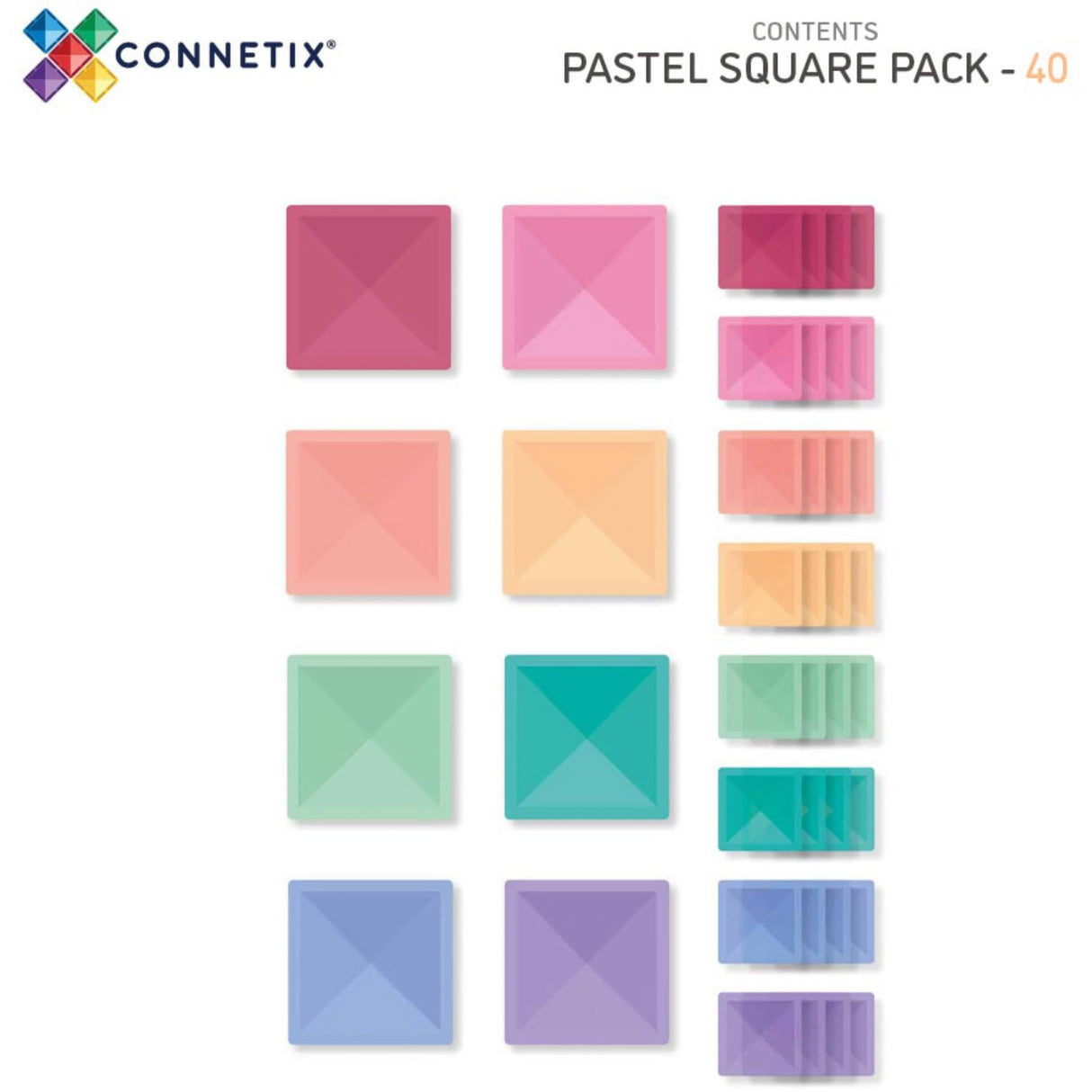 Connetix Pastel Square Pack 40 Pieces