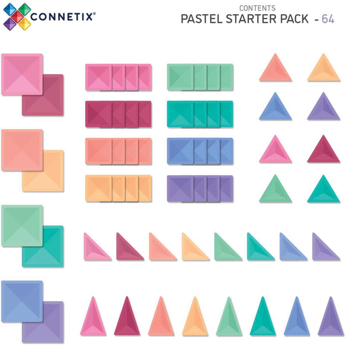 Connetix Pastel Starter Pack 64 Pieces