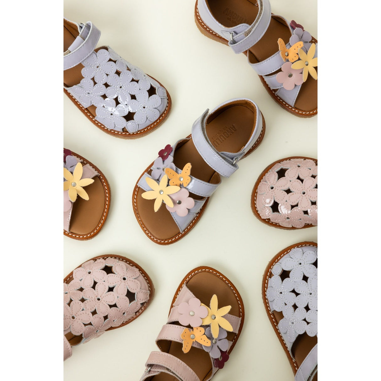 Angulus Rosebud Sandal with Multicolored Floral Appliques