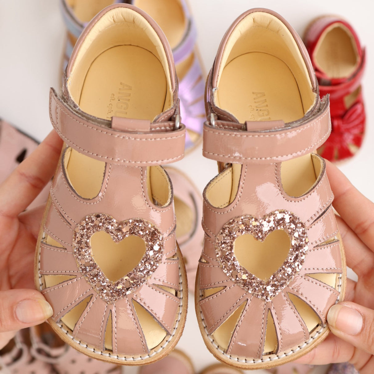 Angulus Rosebud/Rosebud Glitter Hjertesandal Med Glitter Hjerte