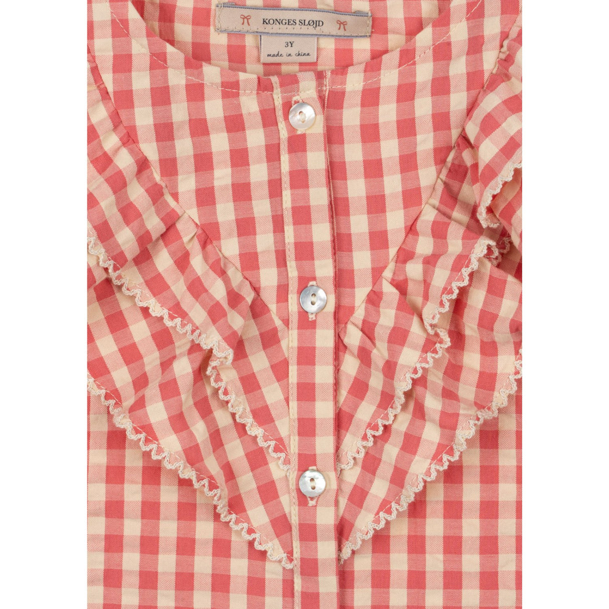 Konges Sløjd Flamingo Plume Check Kim Frill Ss Shirt Gots