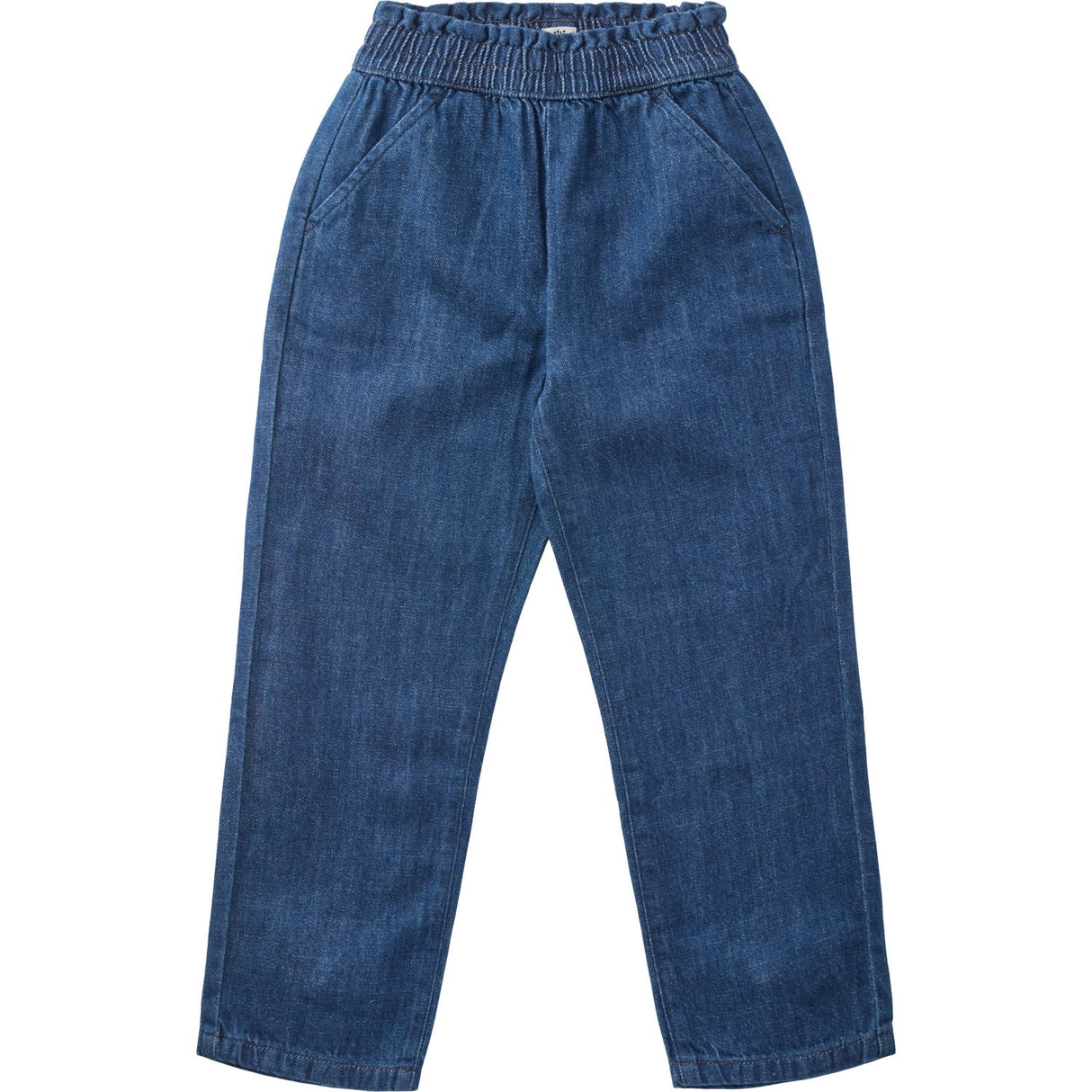 Copenhagen Colors Dark Indigo Blue Washed Organic Chinos W. Bow Regular Fit