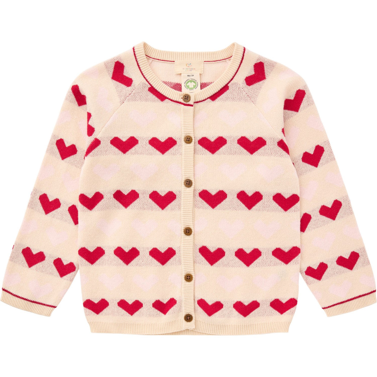 COPENHAGEN COLORS Berry Comb. Knitted Heart Cardigan