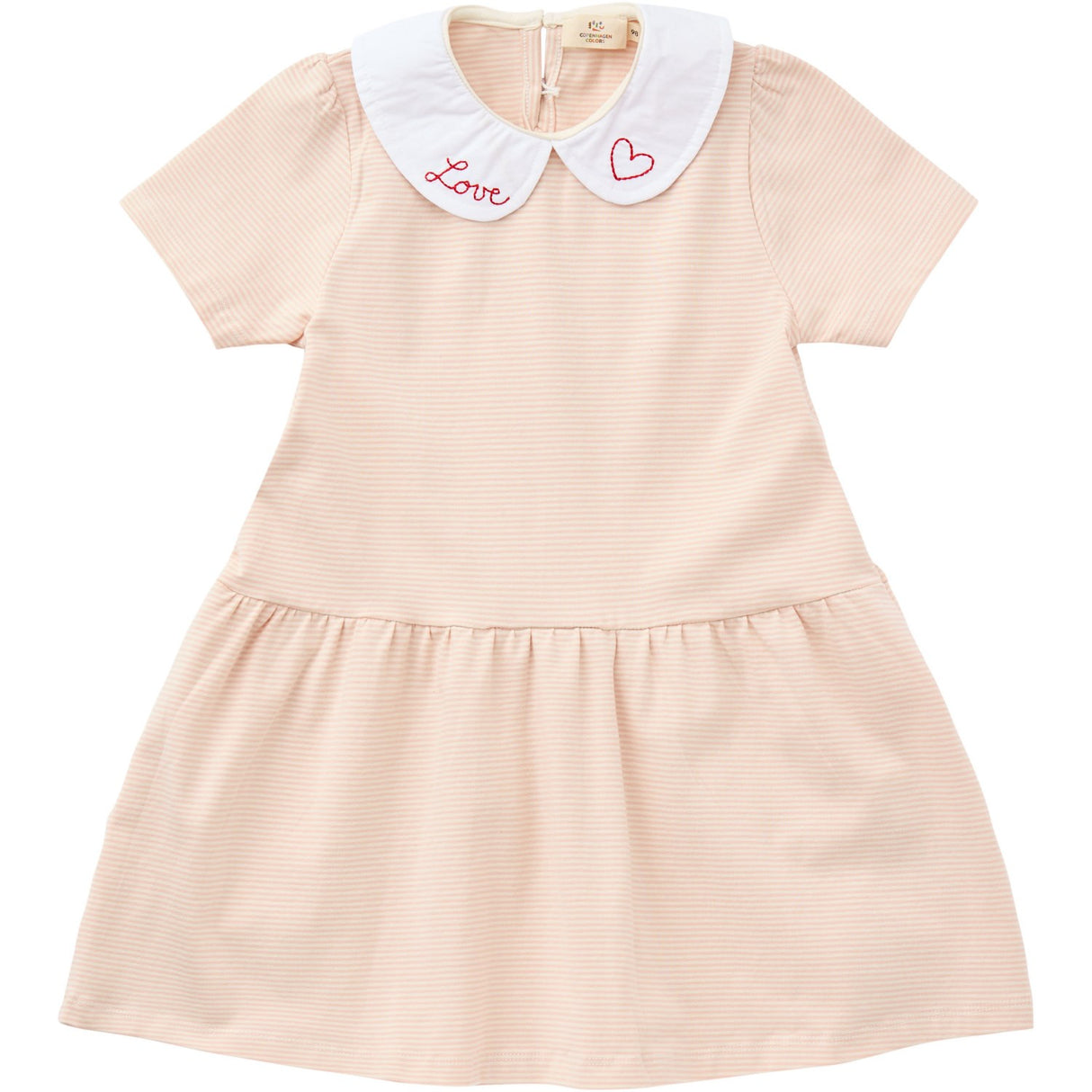 COPENHAGEN COLORS Dusty Rose/Cream Stripe Striped Dress W. Poplin Collar