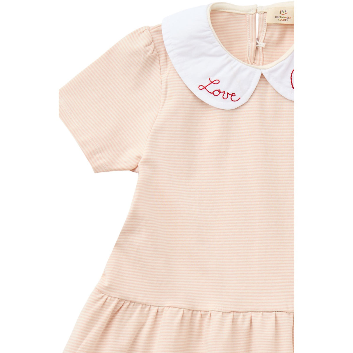 COPENHAGEN COLORS Dusty Rose/Cream Stripe Striped Dress W. Poplin Collar