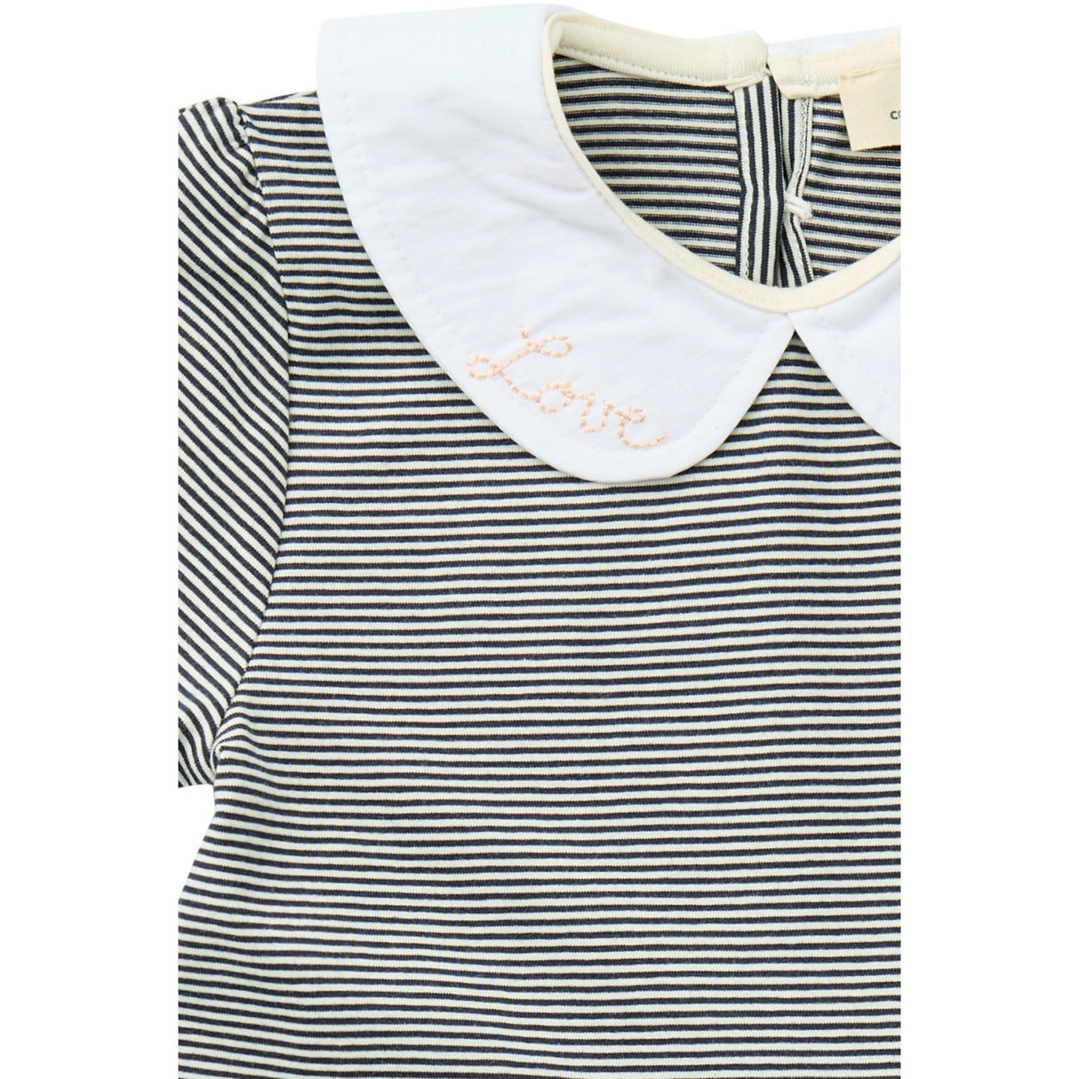 COPENHAGEN COLORS Navy/Cream Stripe Striped Dress W. Poplin Collar