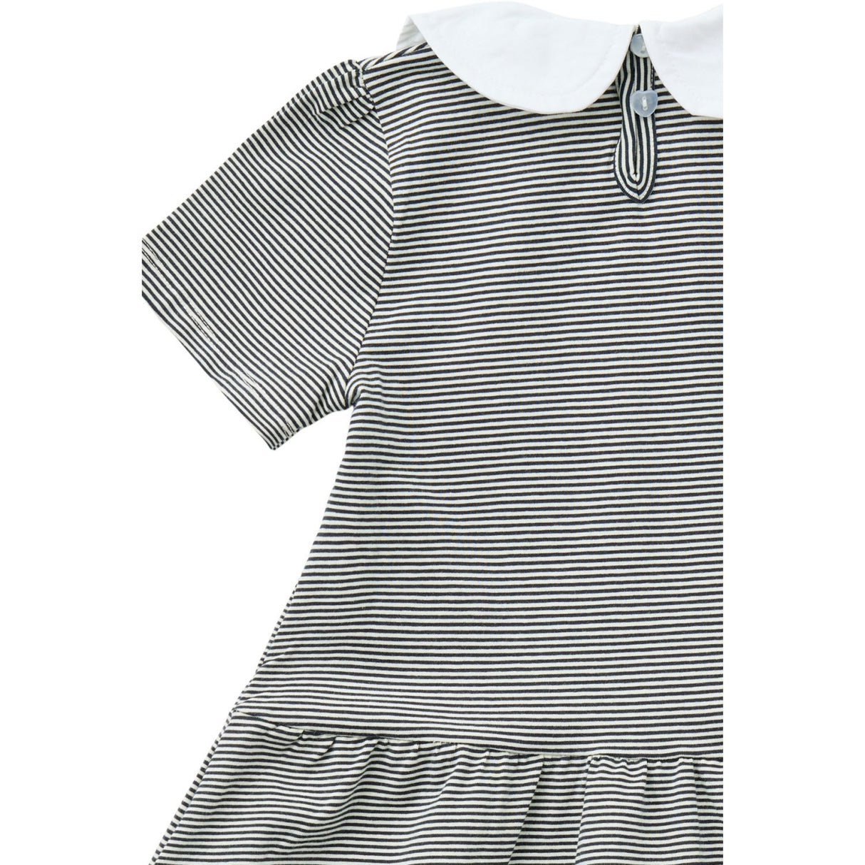 COPENHAGEN COLORS Navy/Cream Stripe Striped Dress W. Poplin Collar