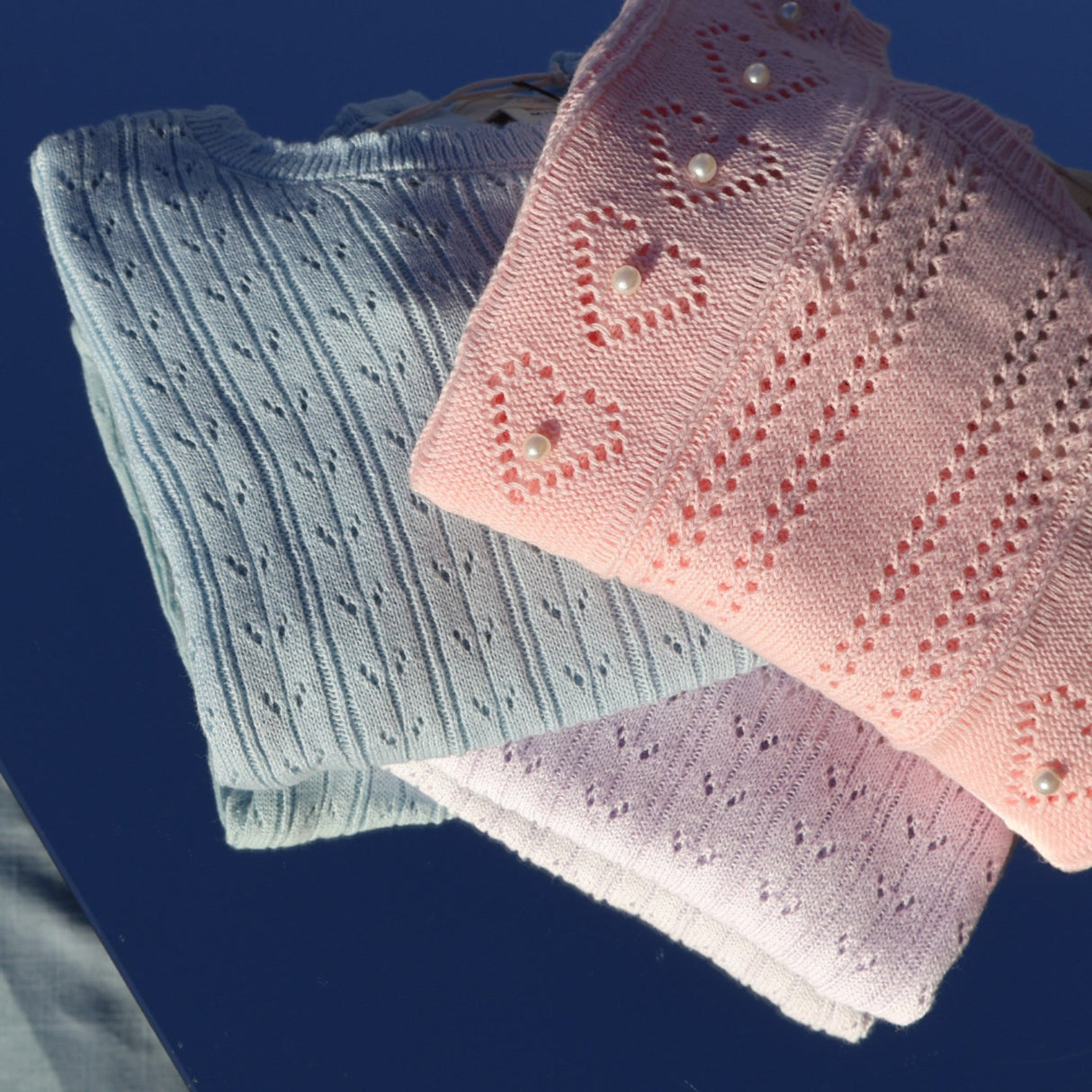 COPENHAGEN COLORS Lavender Knitted Pointelle T-shirt