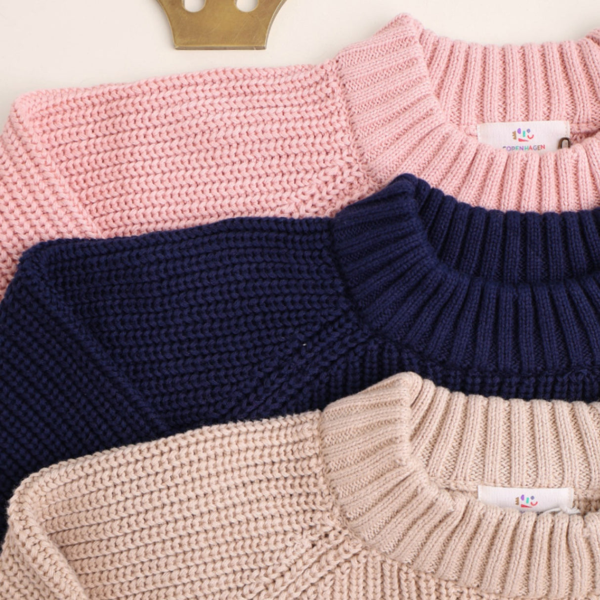 COPENHAGEN COLORS Beige Knitted Classic Rib Blouse