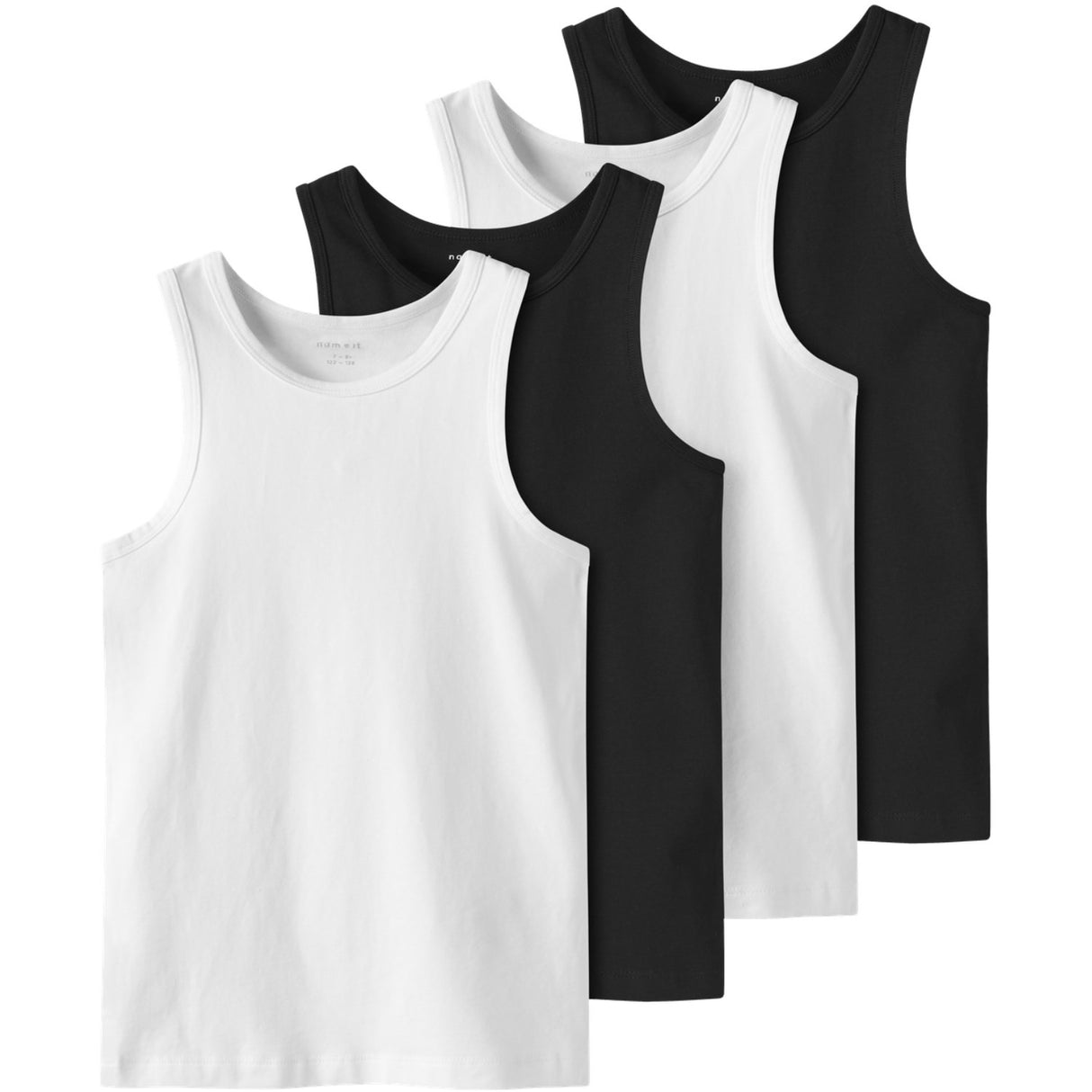 Name It Black Tank Top 4-Pack Black White Solid Noos