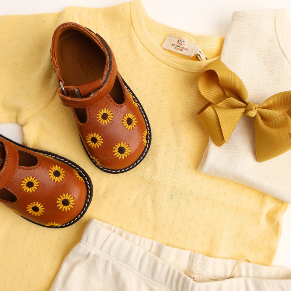 COPENHAGEN COLORS Lt Yellow Summer Pointelle T-Shirt Ss