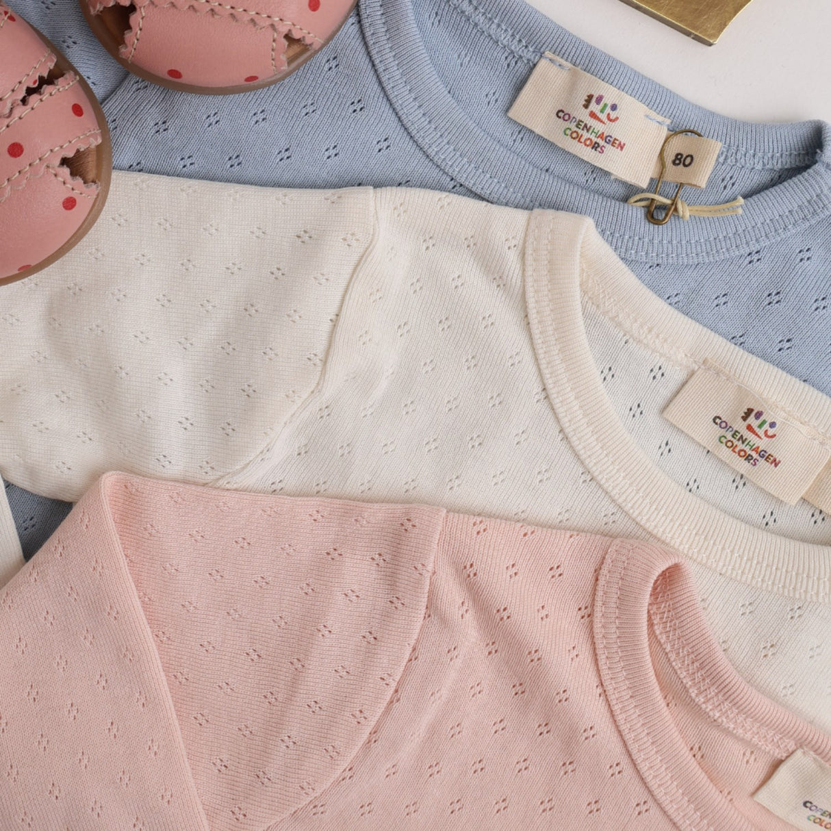 COPENHAGEN COLORS Dusty Blue Summer Pointelle Ls Tee