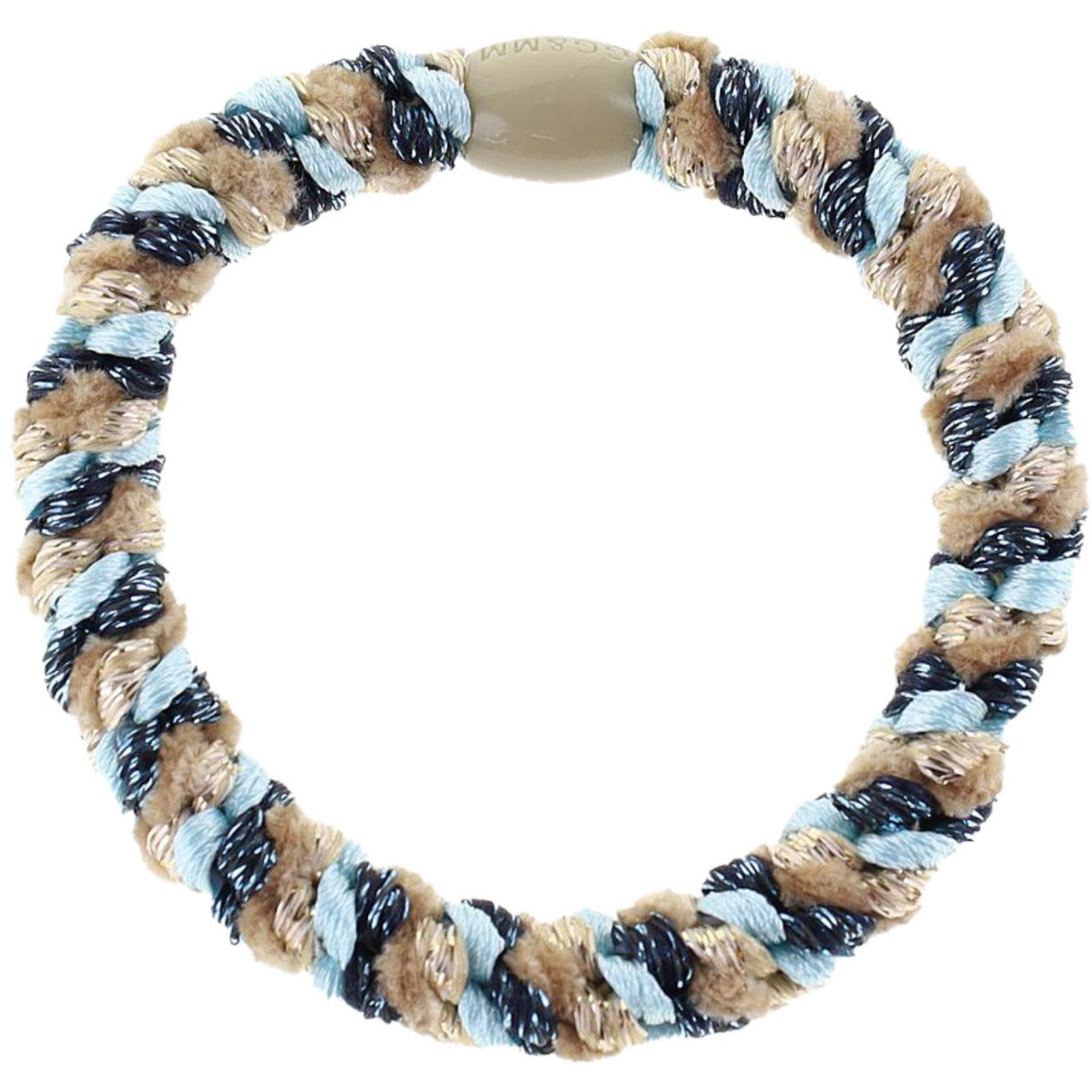 Bow's by Stær Braided Hair Elastic - Multi Navy/Light Blue/Beige Glitter 6-pack