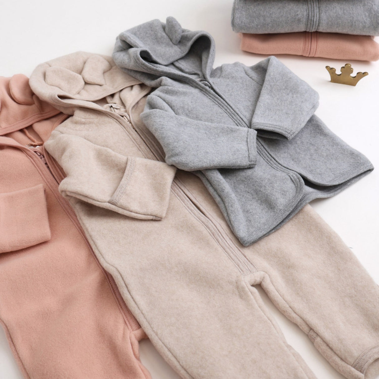 Huttelihut Mahogany Rose Pram Suit Ears Cot. Fleece