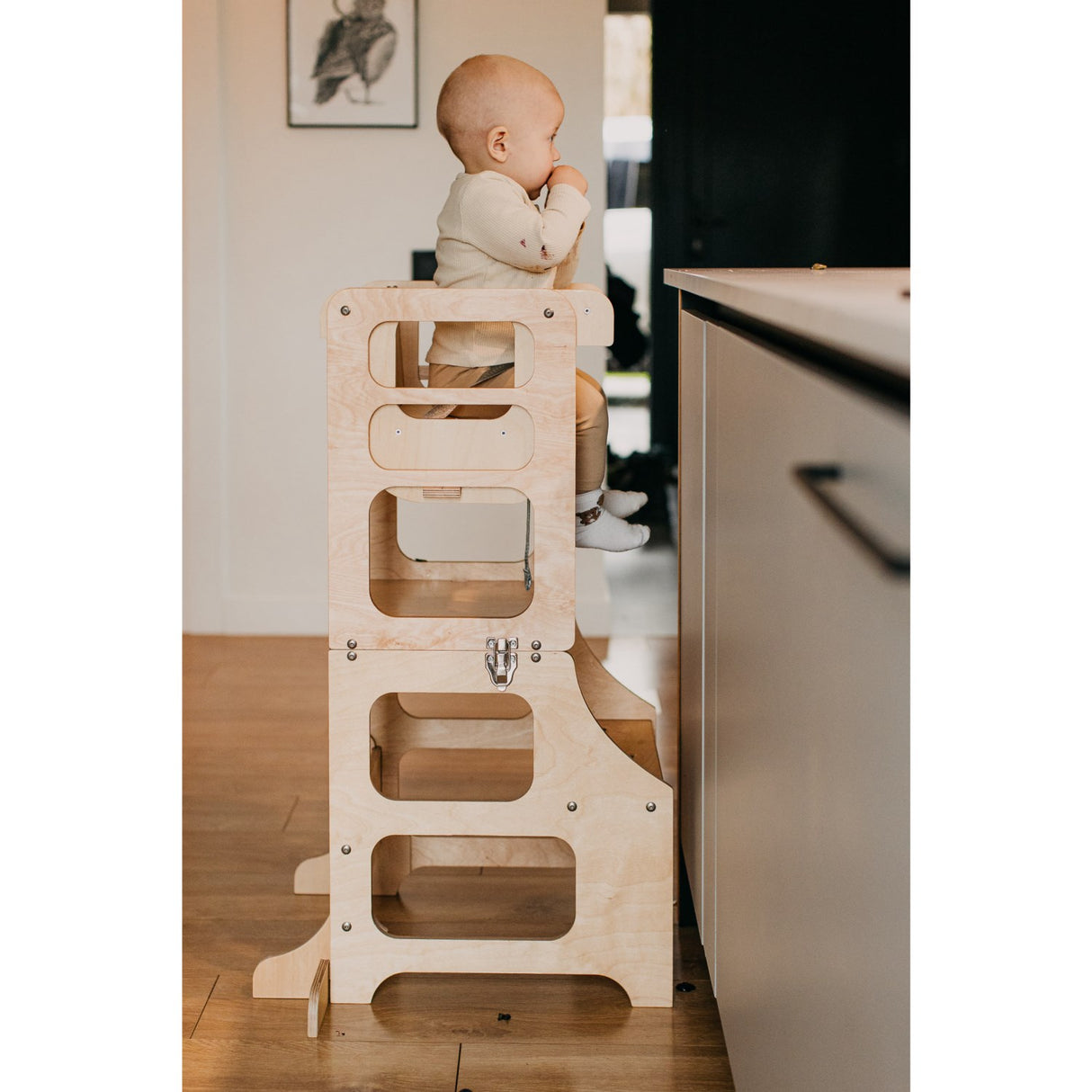 Duck Woodworks Natural High Chair Add-on For Kitchen Tower