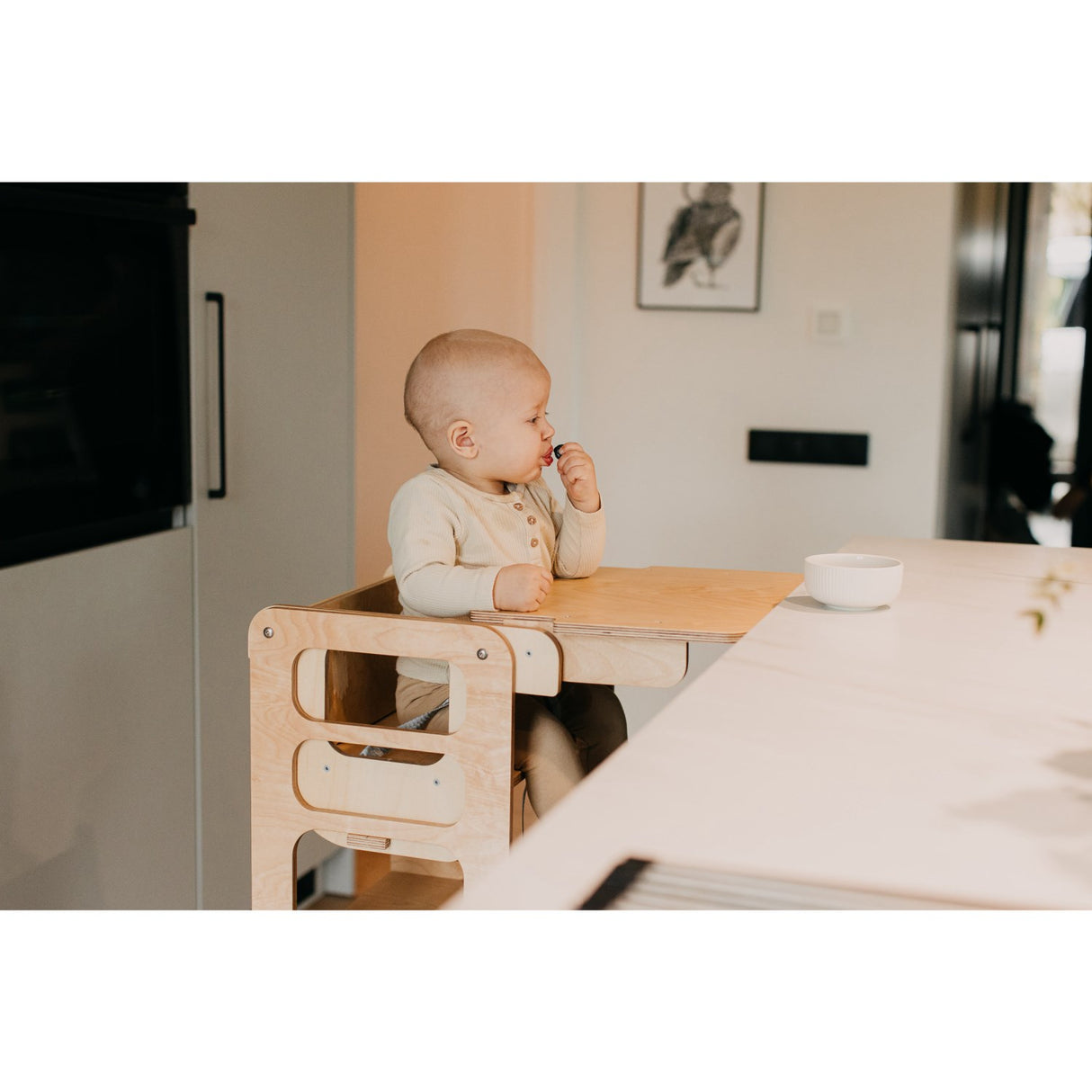 Duck Woodworks Natural High Chair Add-on For Kitchen Tower