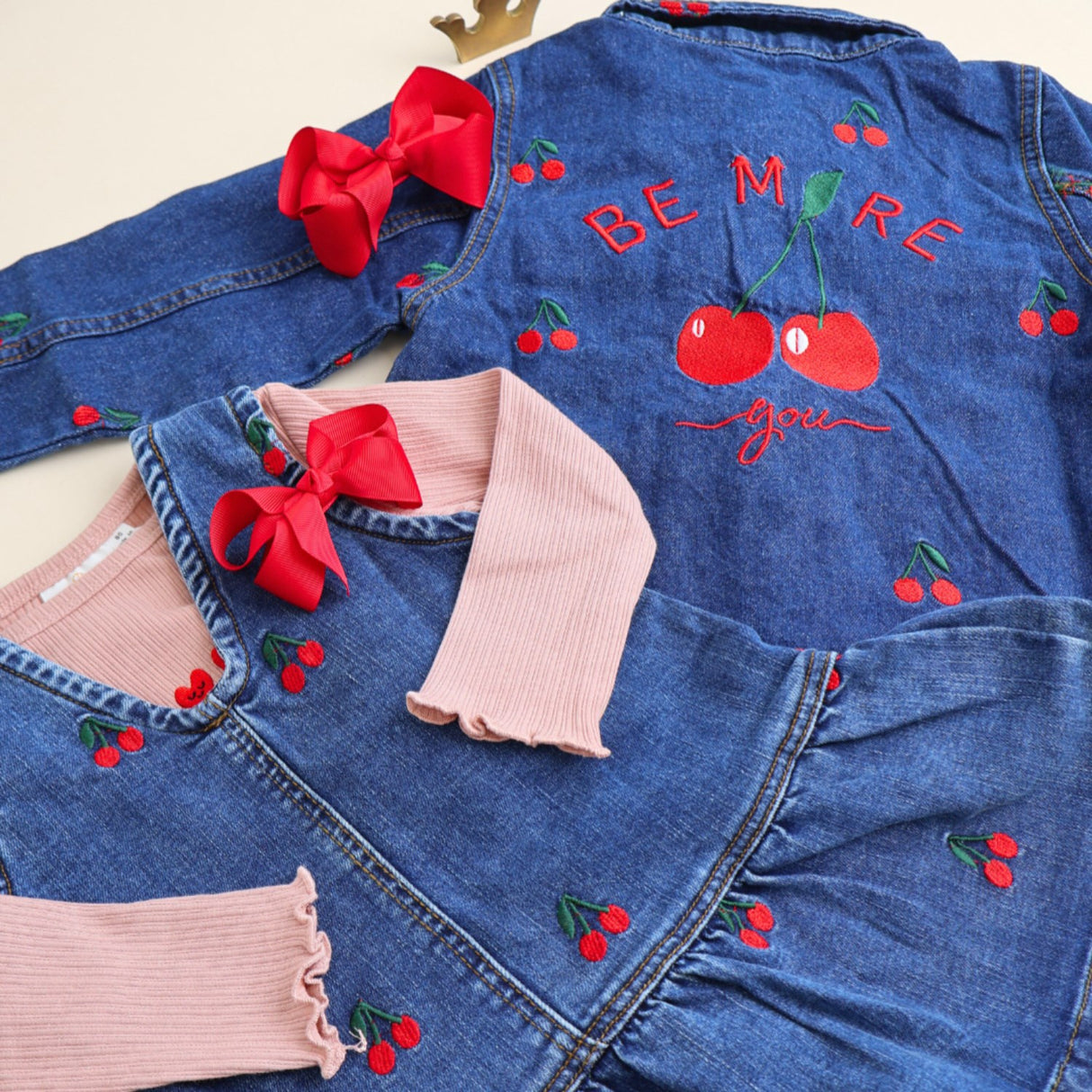 THE NEW Siblings Light Blue Denim EMB Nayla Denim Dress