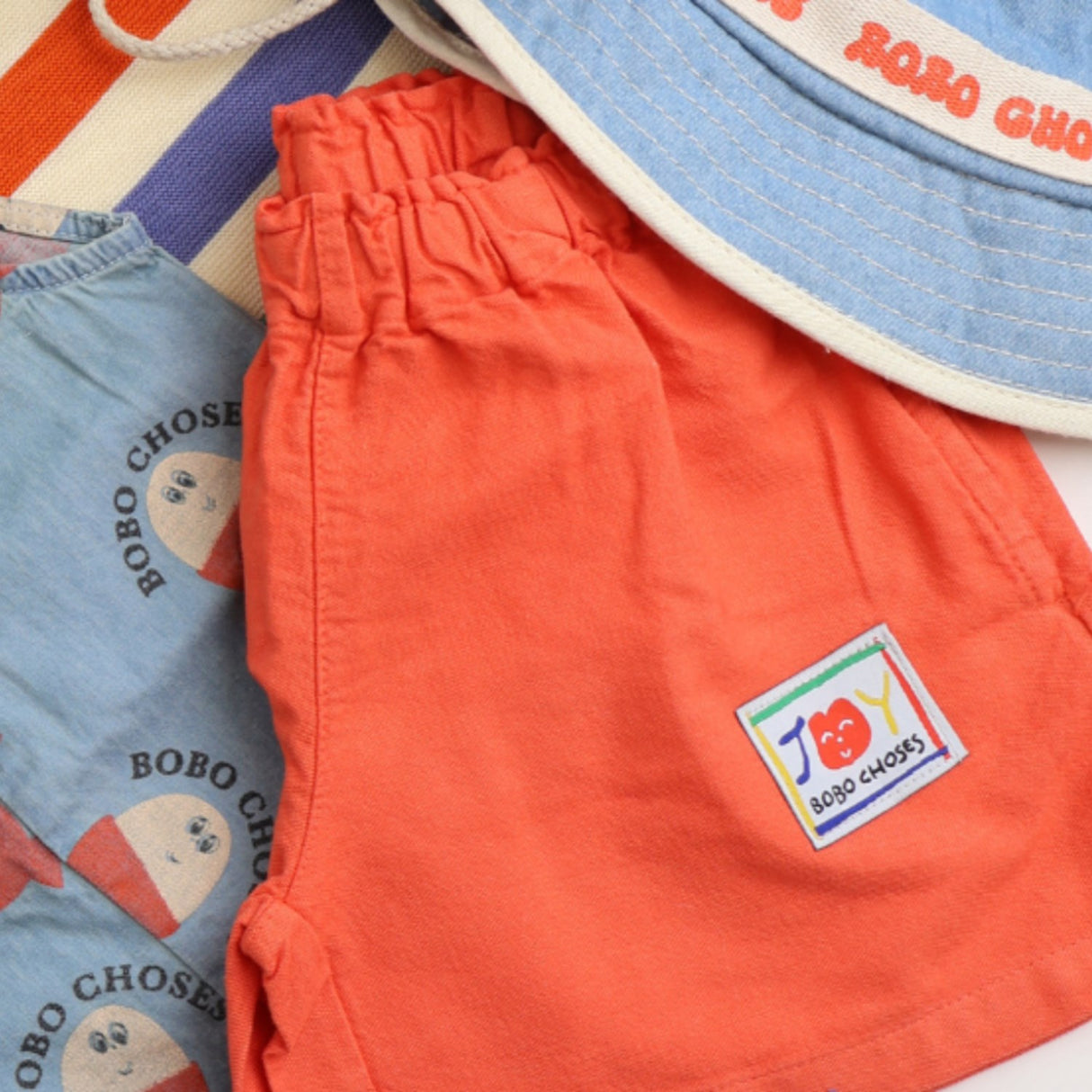 Bobo Choses Red Smiling Woven Bermuda Shorts