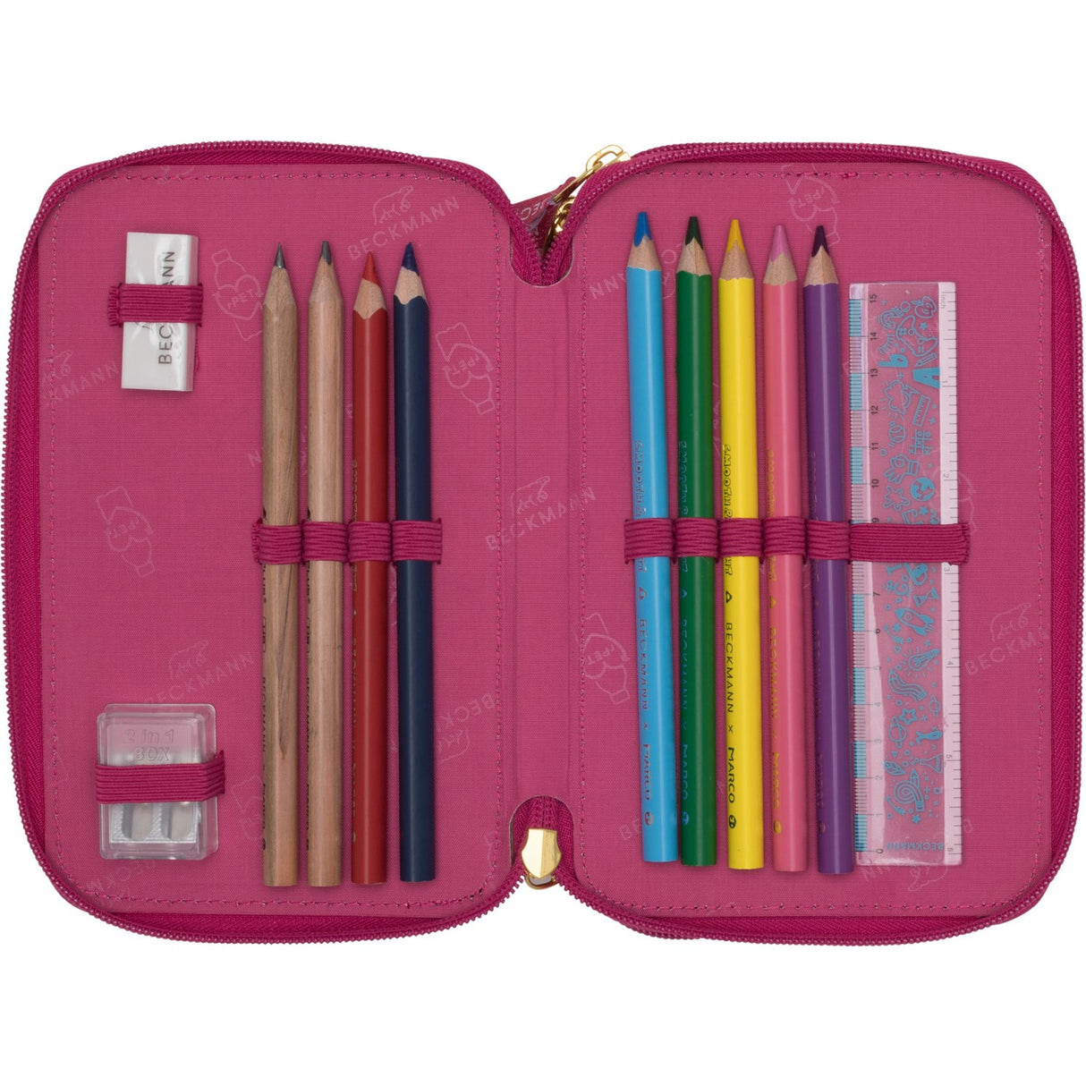 Beckmann Cherry Tre-lags Pencil Case M/Indhold