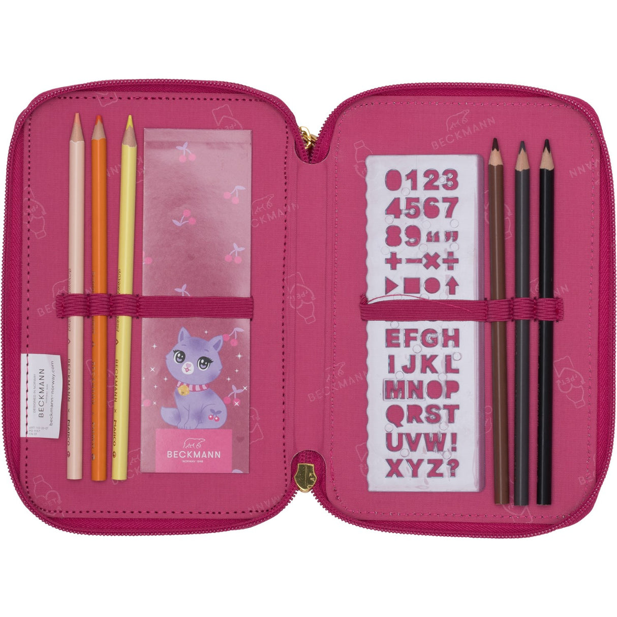 Beckmann Cherry Tre-lags Pencil Case M/Indhold