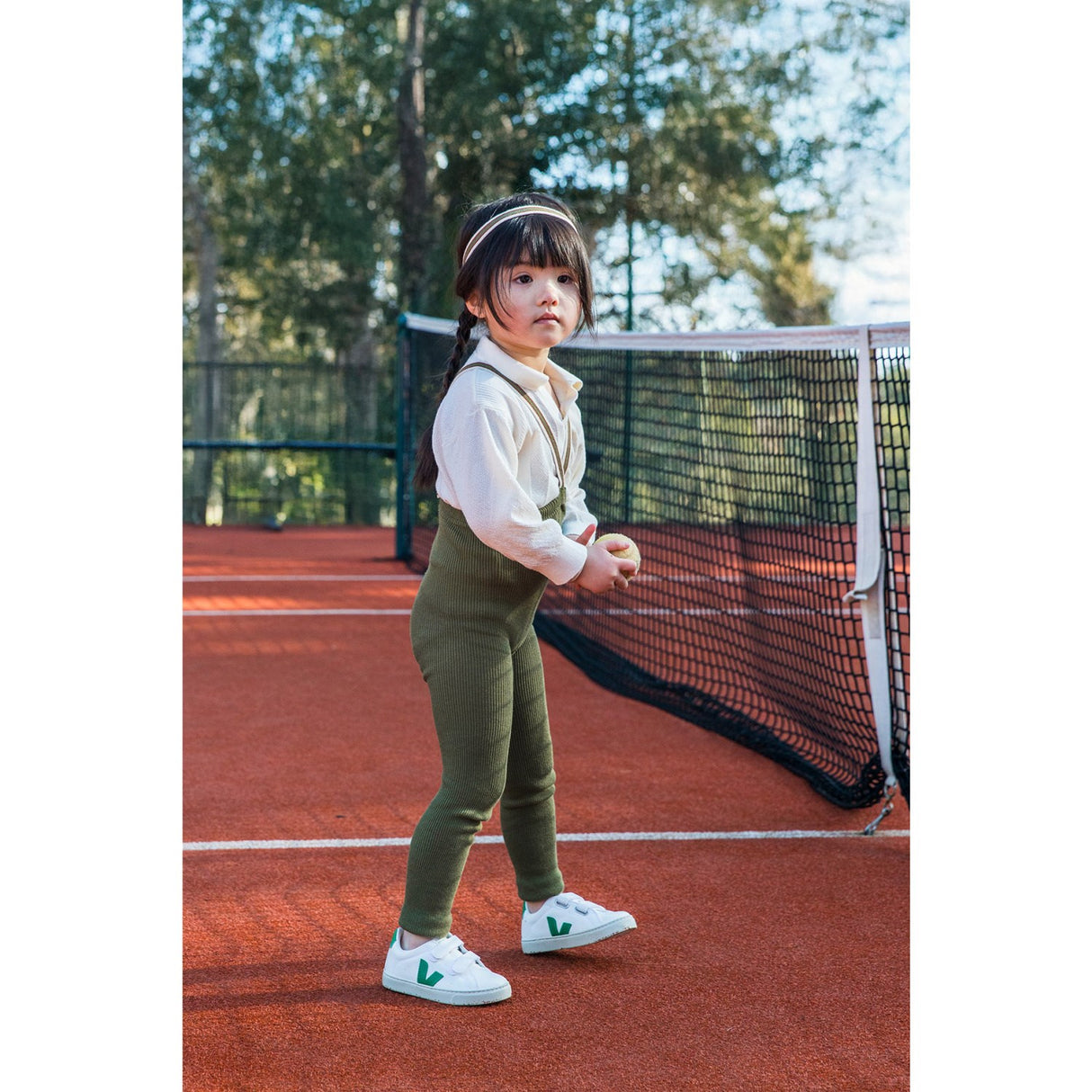 Silly Silas Olive Striped Footless Tights