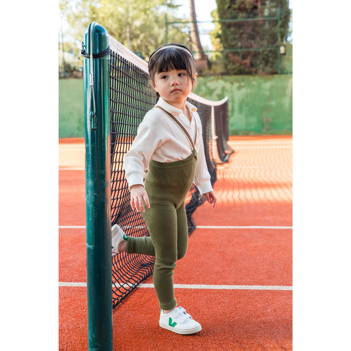 Silly Silas Olive Striped Footless Tights