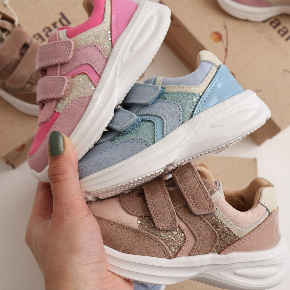 Bisgaard Blush Glitter Yuki Glitter Velcro Shoe